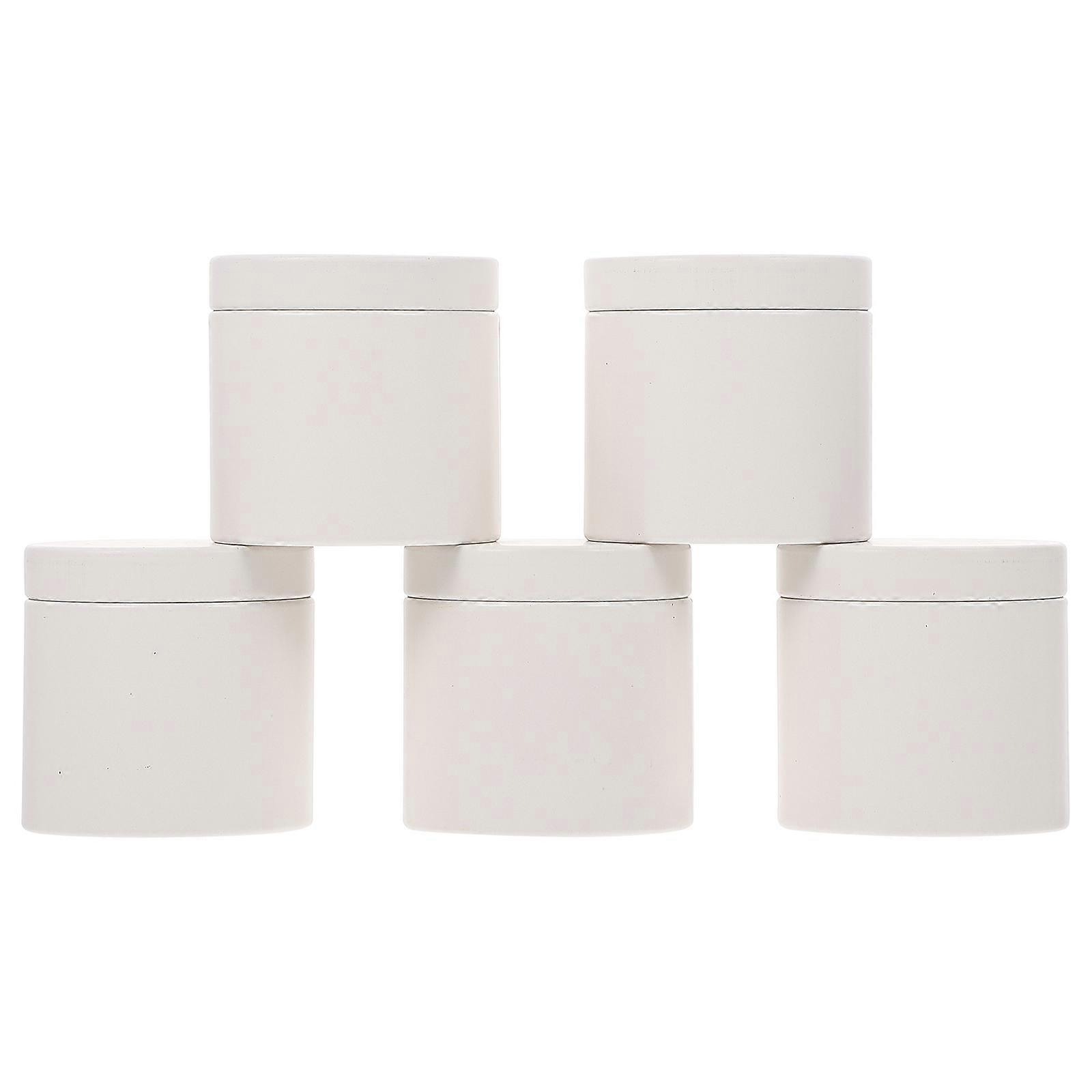 White Tinplate Jar for Storage Made of Iron Suitable for Tea Candy and Snacks 5 Pieces Small Size