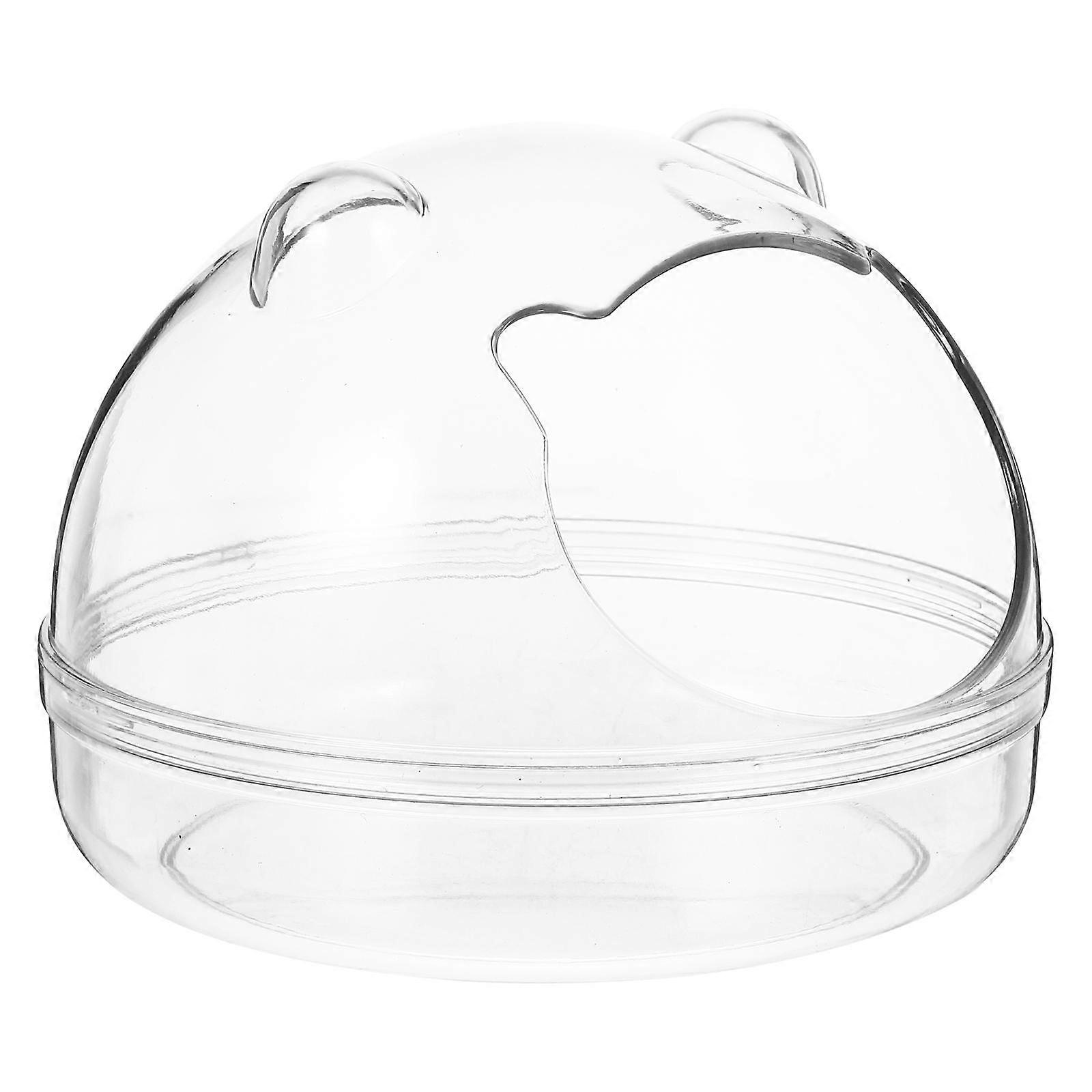 Transparent Plastic Hamster Bathroom Container with Anti-skid Bottom for Easy Bathing and Feeding