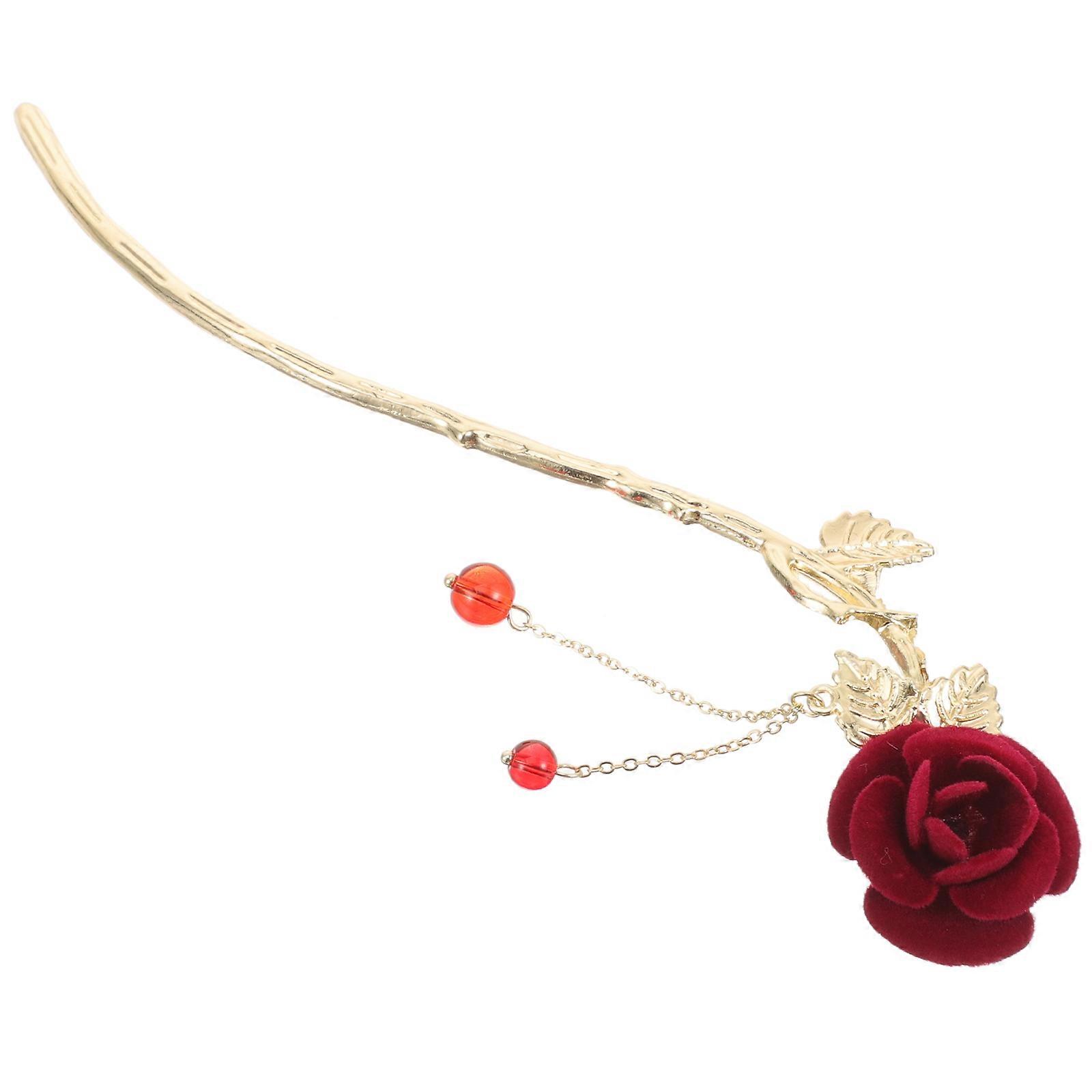 Hair Accessories Rose Flower Hair Pin Chinese Style Fixing Hairstyle For Dance Performances 1Pack