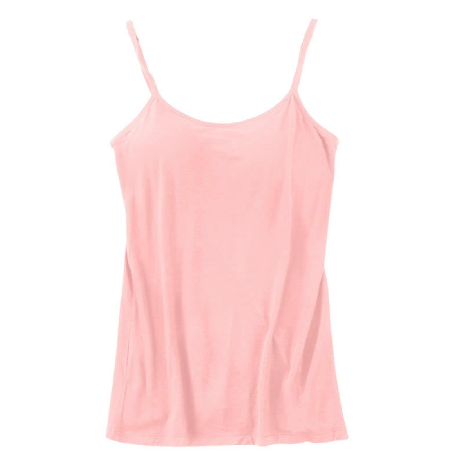 Cami Sport Top With Integrated Bra For Women Adjustable Cotton Spaghetti Tank Tops Stretch Undershirt Size S-XL