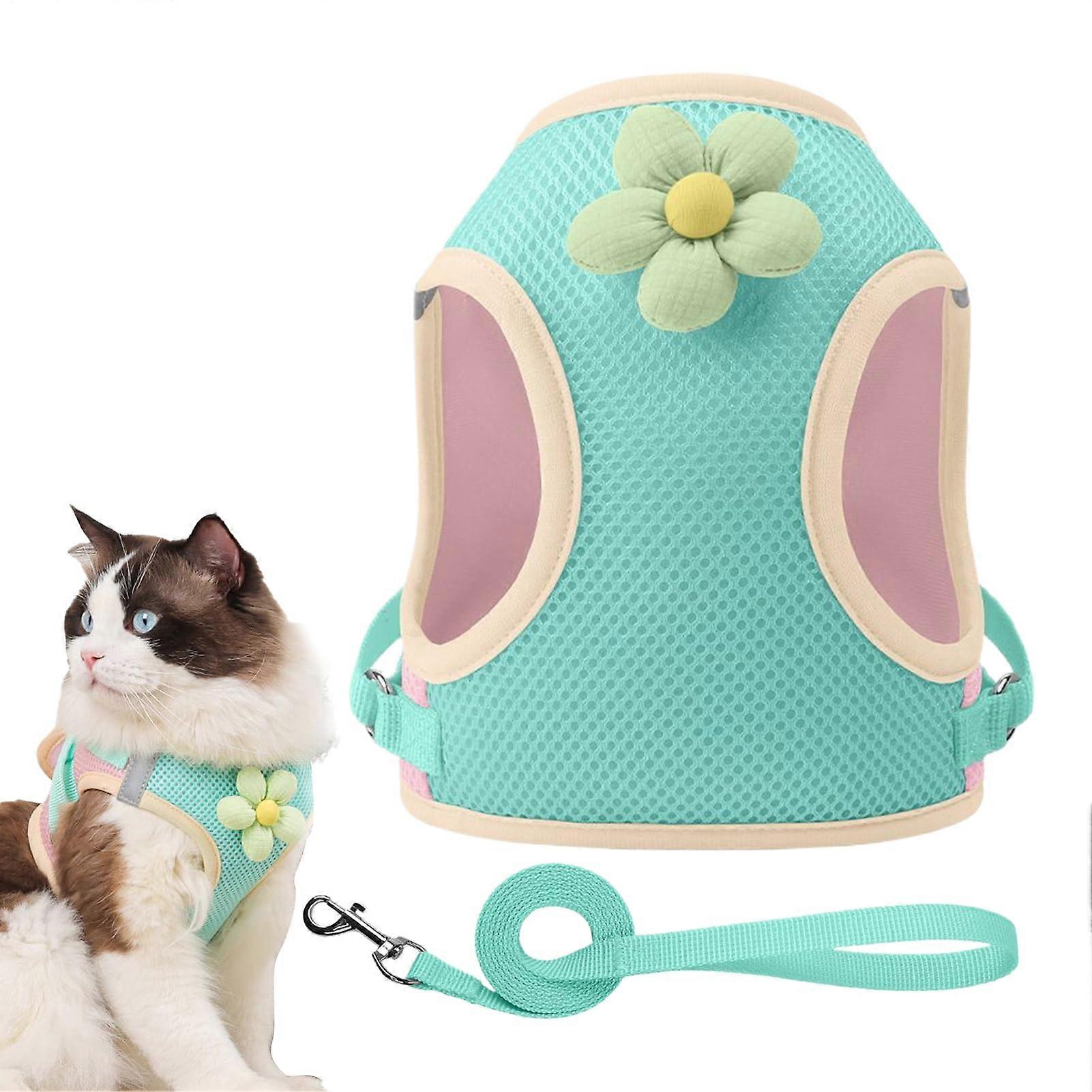 Dog Harness for Walks Reflective, Breathable with Straps for Puppies, Tropical Green