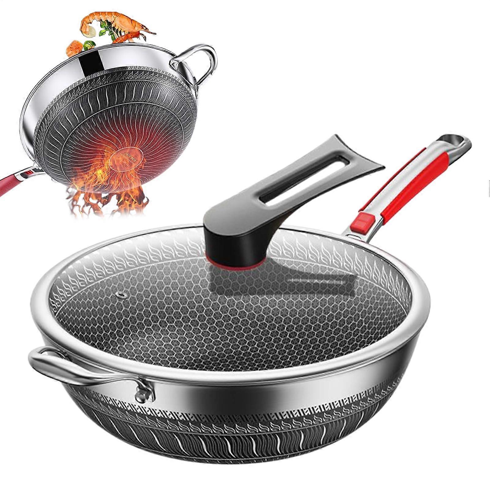 Fry Pan, Portable Lightweight Frying Pan with Lid, Scratch-Resistant Cookware for Pancakes, Soups, Eggs, Easy Cleanup