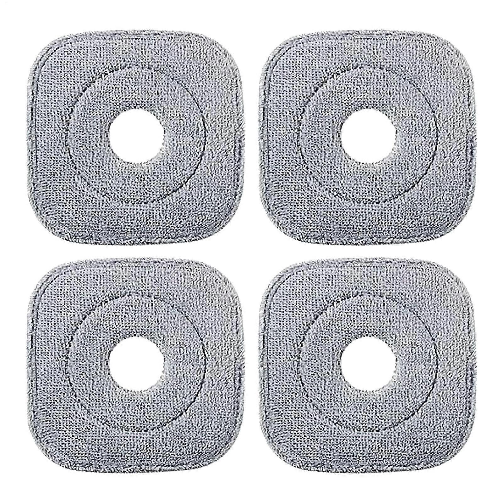 Mop Pads, 4 Pieces Square Fibre Absorbent Scrub Pads for Wet Dry Use, 8.66x8.66 Inches Grey