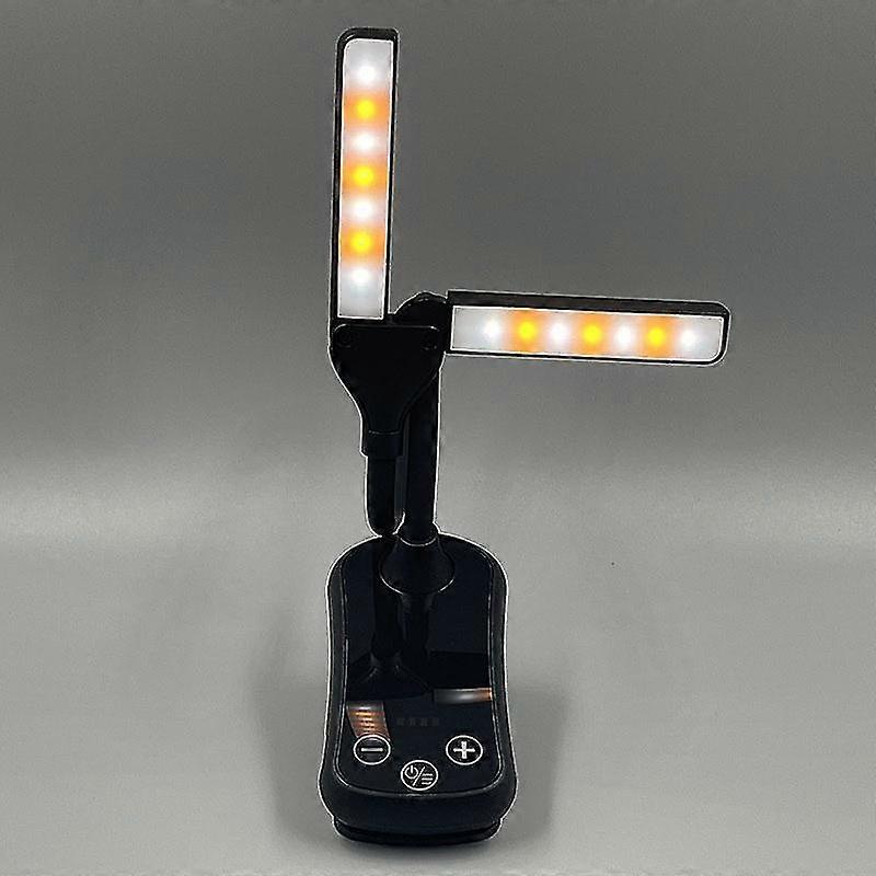 Lampe de lecture pour lire au lit - Mini lampe de lecture tactile avec double tête 14 LEDs Lampe à clip rechargeable Gradation en continu et 3 modes