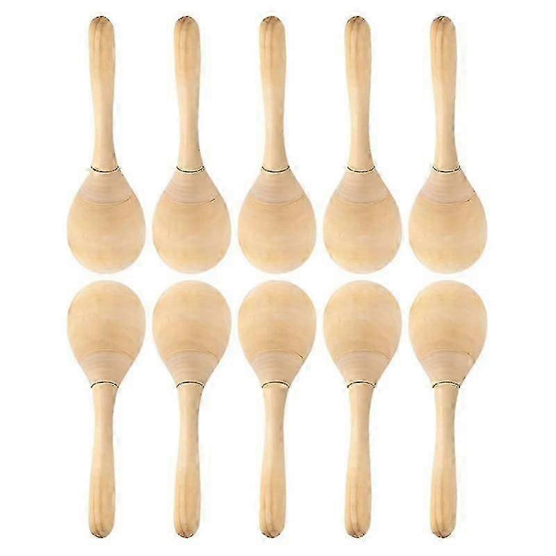 10Pcs Maracas Hand Percussion Rattles DIY Wood Maracas with Crisp Blow Sound for Music Party Favors