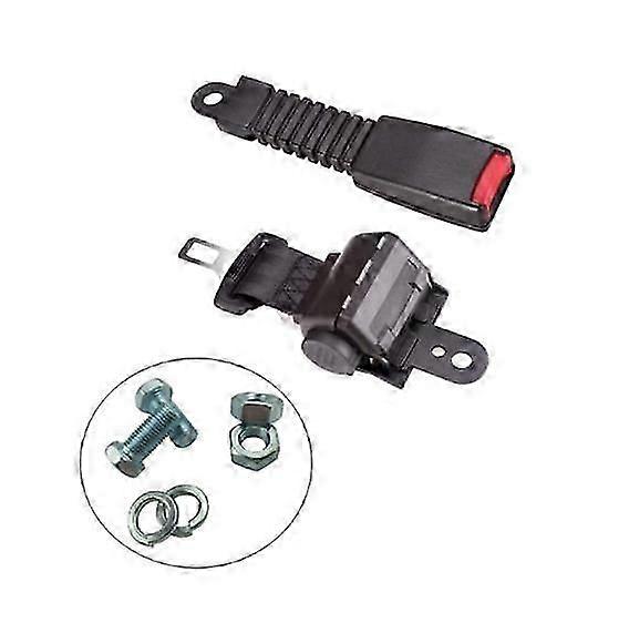 Universal Retractable Seat Belt for Golf Cart, Club Car, Yamaha - Semi Closed Retractor + Semi Closed Base + Screw Accessories Full Set