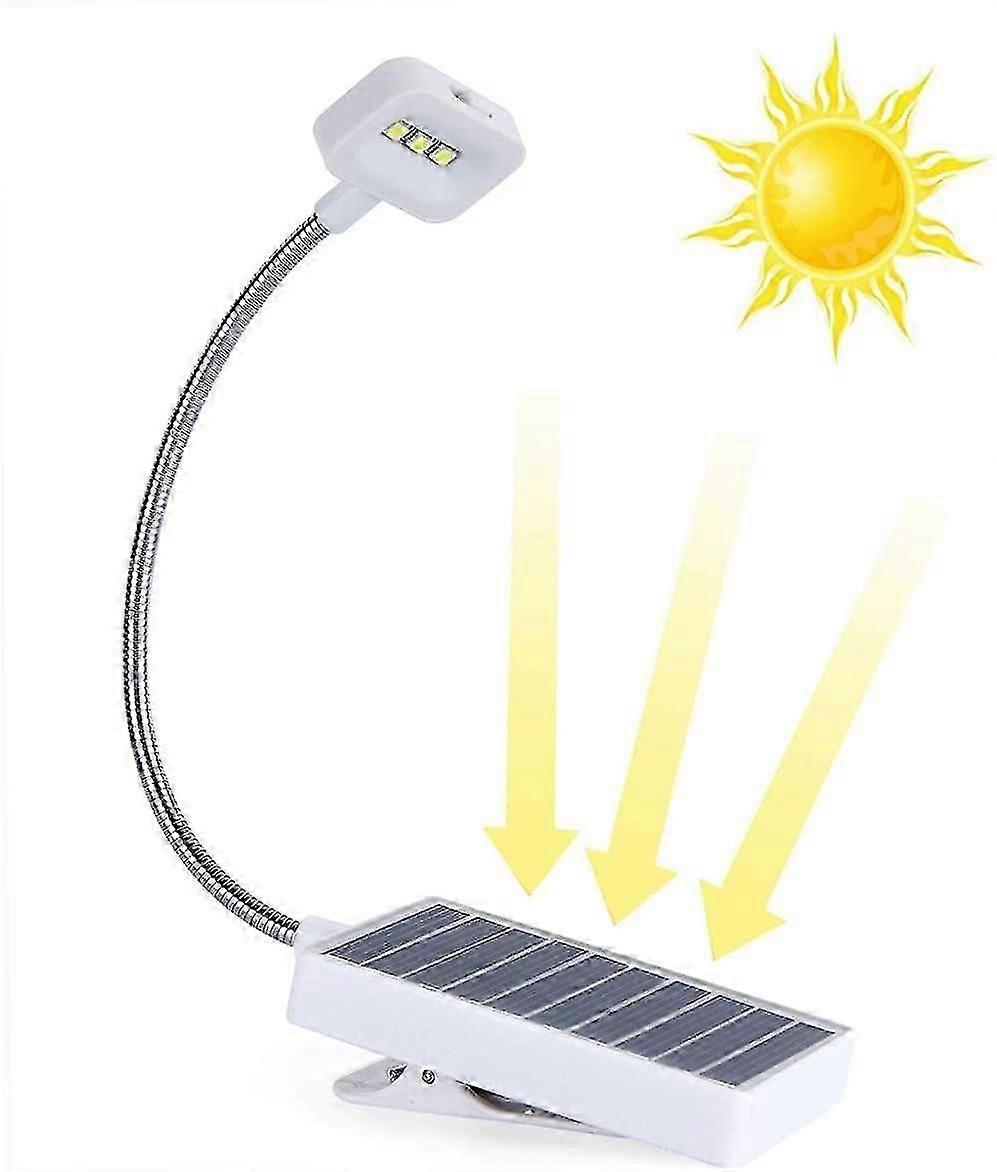 Solar Led Book Light,solar And Usb Eco Recharging,glowseen Soft Clip Reading Lamp, Adjustable 2-level Brightness, Best