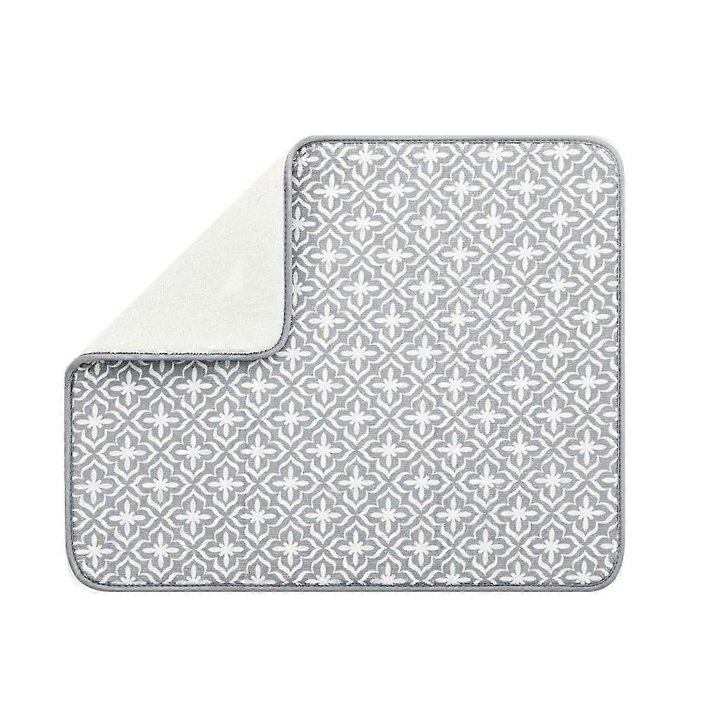 Multi-Function Drying Mat Kitchen Countertop Dish Pad Grey Microfiber Prevent Cups from Moving 1Pcs