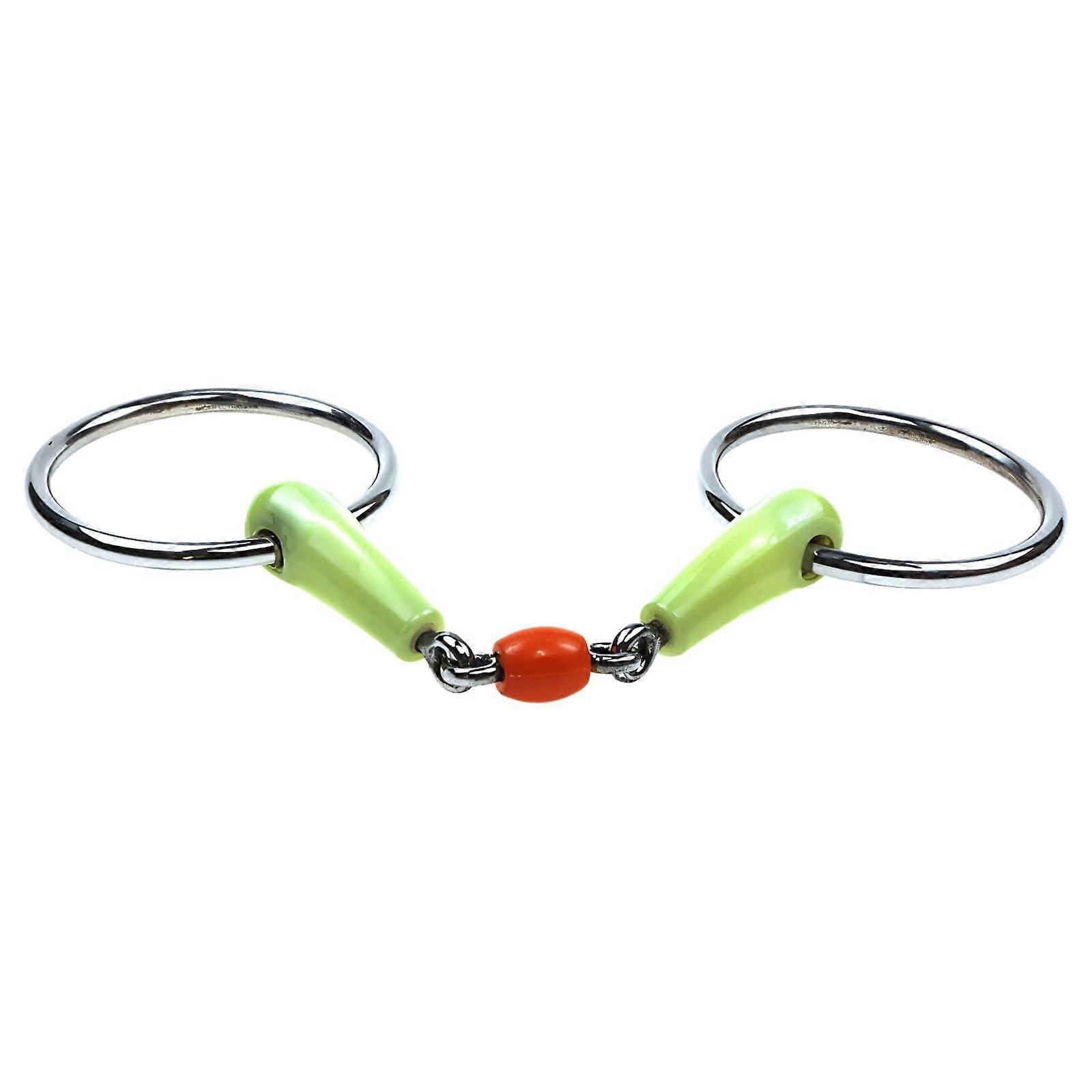 Horse Snaffle Bit, 5 Stainless Steel Training Bit with Scent, Dual Ring Design, Orange Rubber Center for Enhanced Durability and Comfort