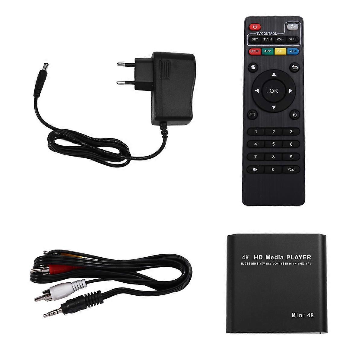 Multimedia Player Full HD 4K USB External Media Player TV Box EU Plug