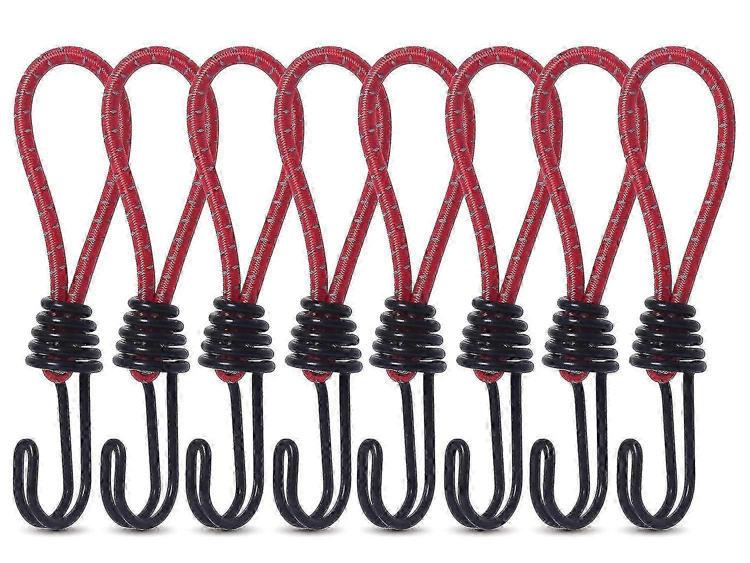 Outdoor Bungee Cords With Hooks - 8pcs Tent Elastic Rope Buckle Hoo...
