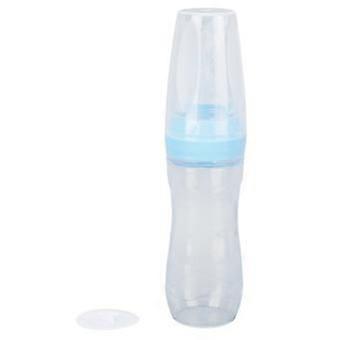 Food Feeder Soft Silicone One-Hand Operation Scale Design Feeder with Soft Spoon for Elderly Patients Blue