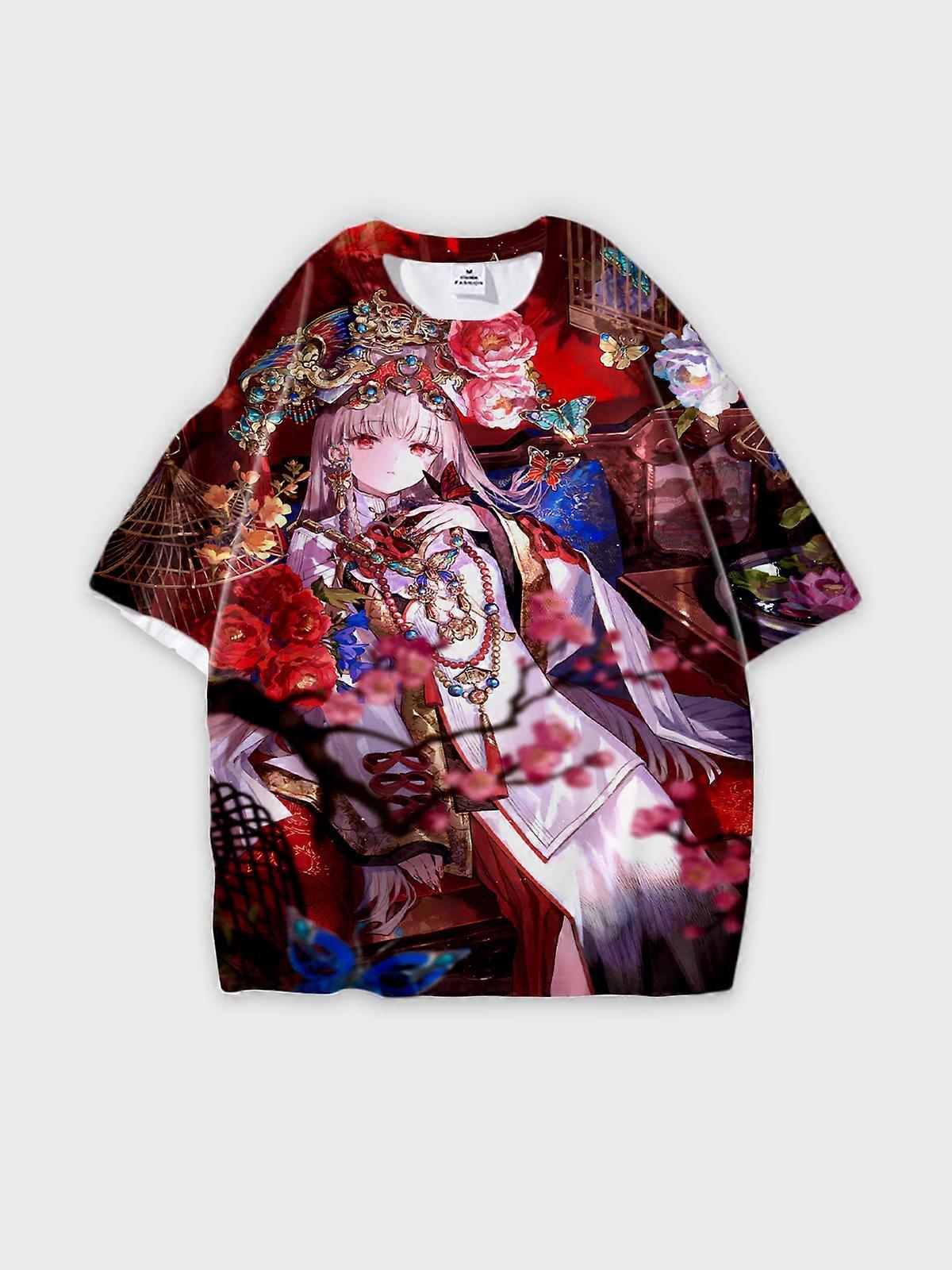 T-Shirt Round Neck, Loose Short Sleeve Pattern Graphic Tee, Unisex Summer Casual Top U1543