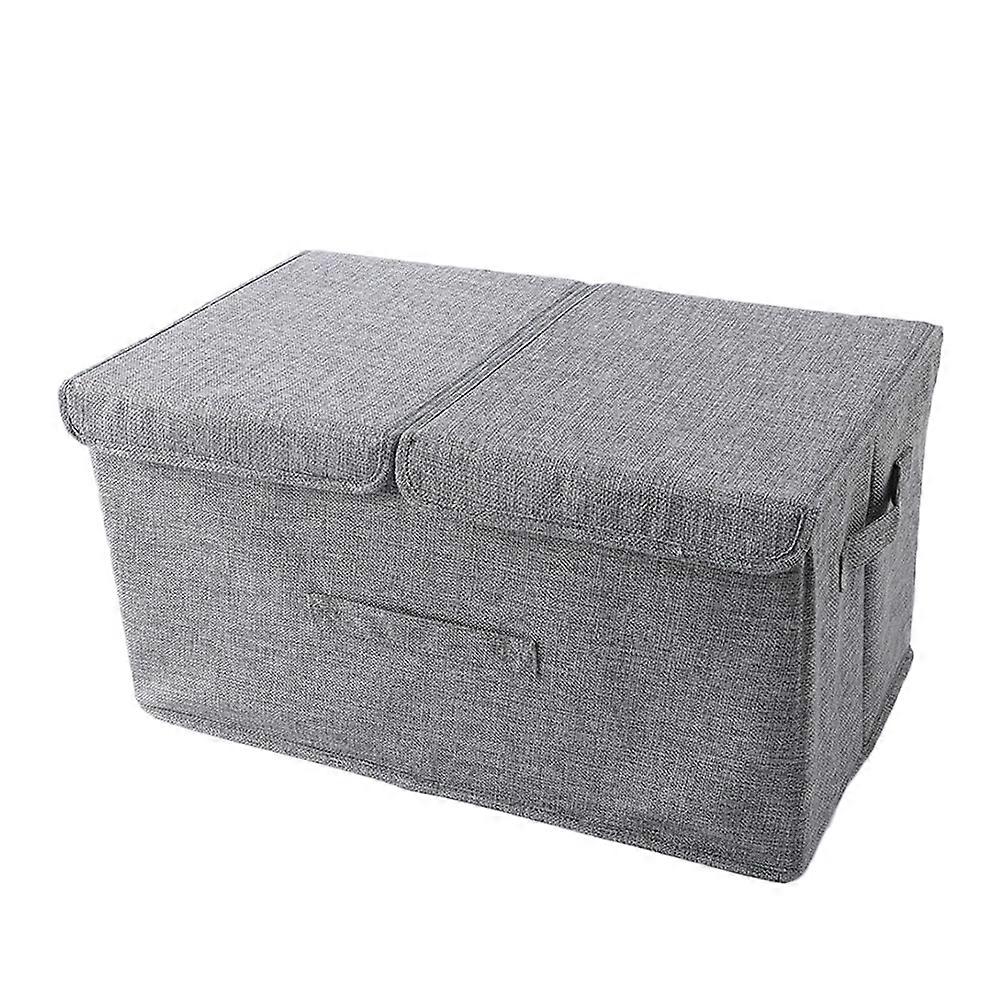 Clothes Storage Box 50X30X25Cm Foldable Double Lid Organizer For Home Use In Grey Color Featuring Design 1Set