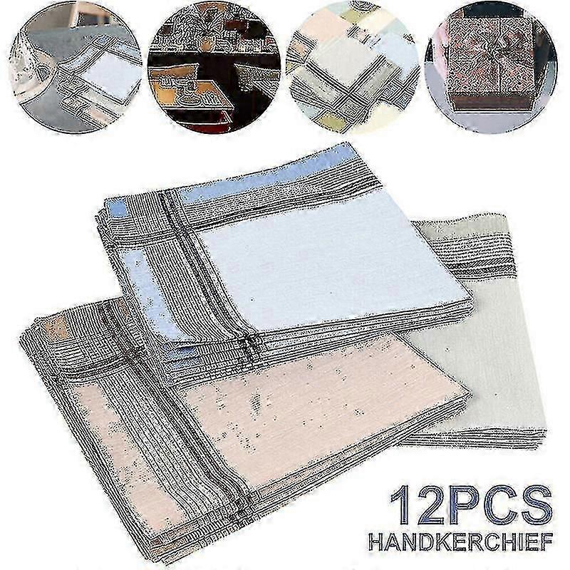 Mouchoirs pour hommes 12 pièces 38x38cm 100 % coton tissu respirant pour un usage quotidien