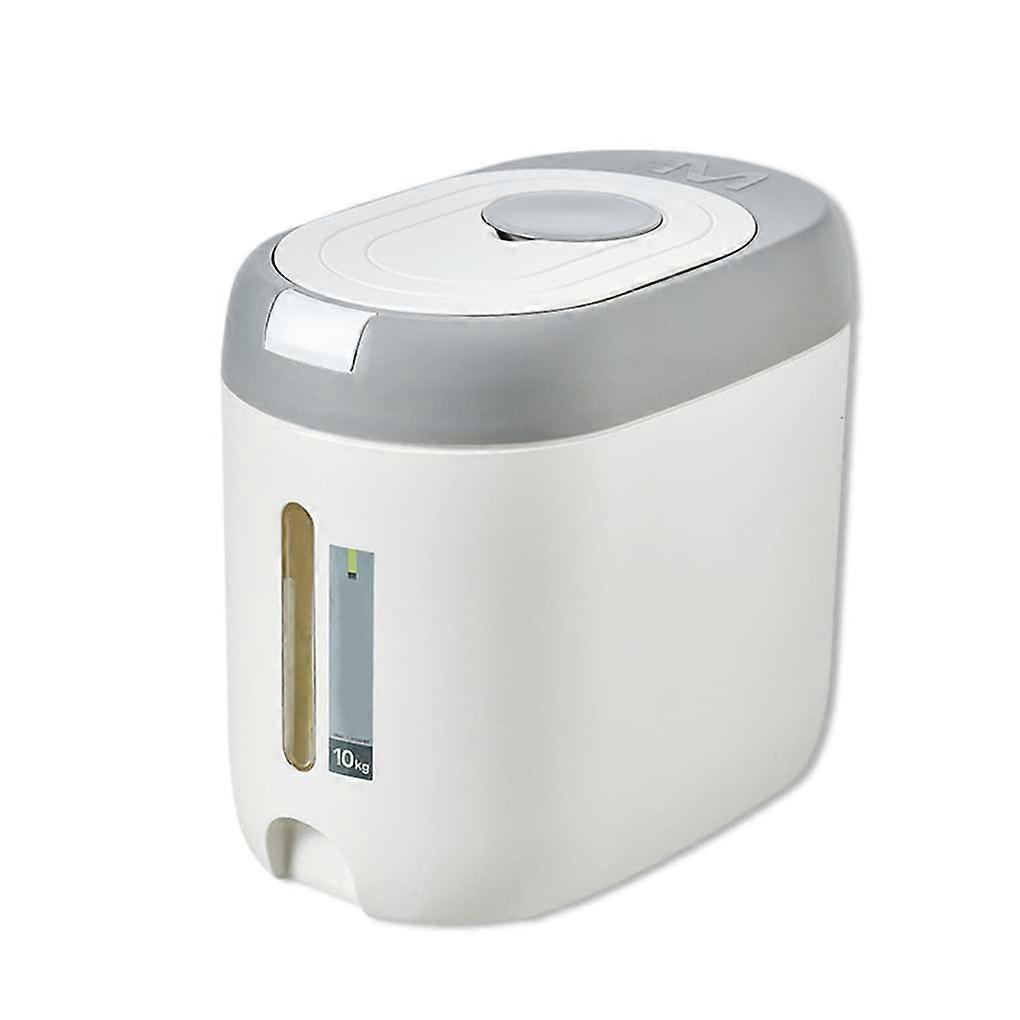 Rice Dispenser 10Kg Capacity Plastic InsectProof Grain Storage Box With Measuring Cup Grey