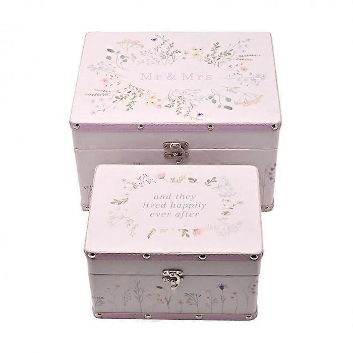 Love Story Wildflower Set of 2 Wedding Keepsake Luggage Boxes