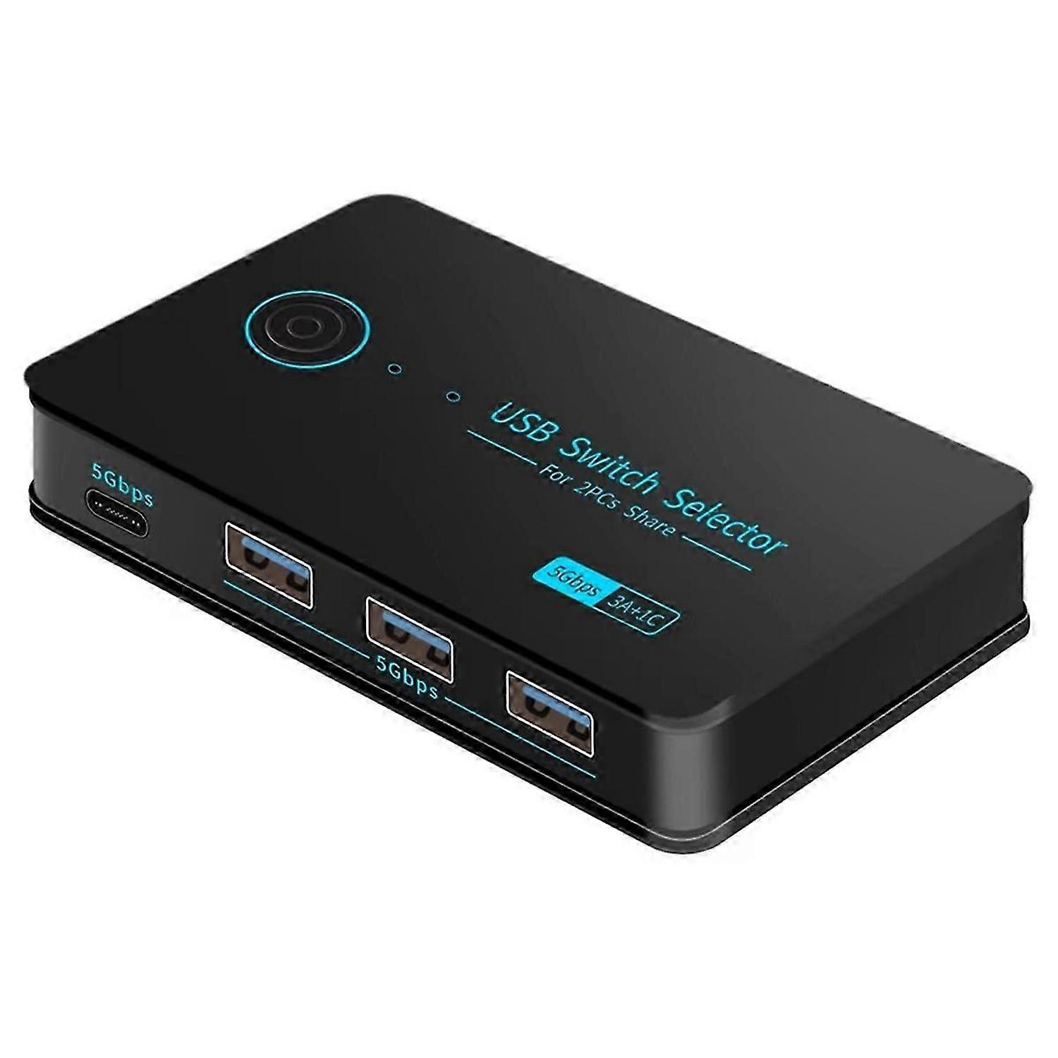 New USB3.0 KVM Switch Hotkey Switcher for PC Keyboard Mouse Printer