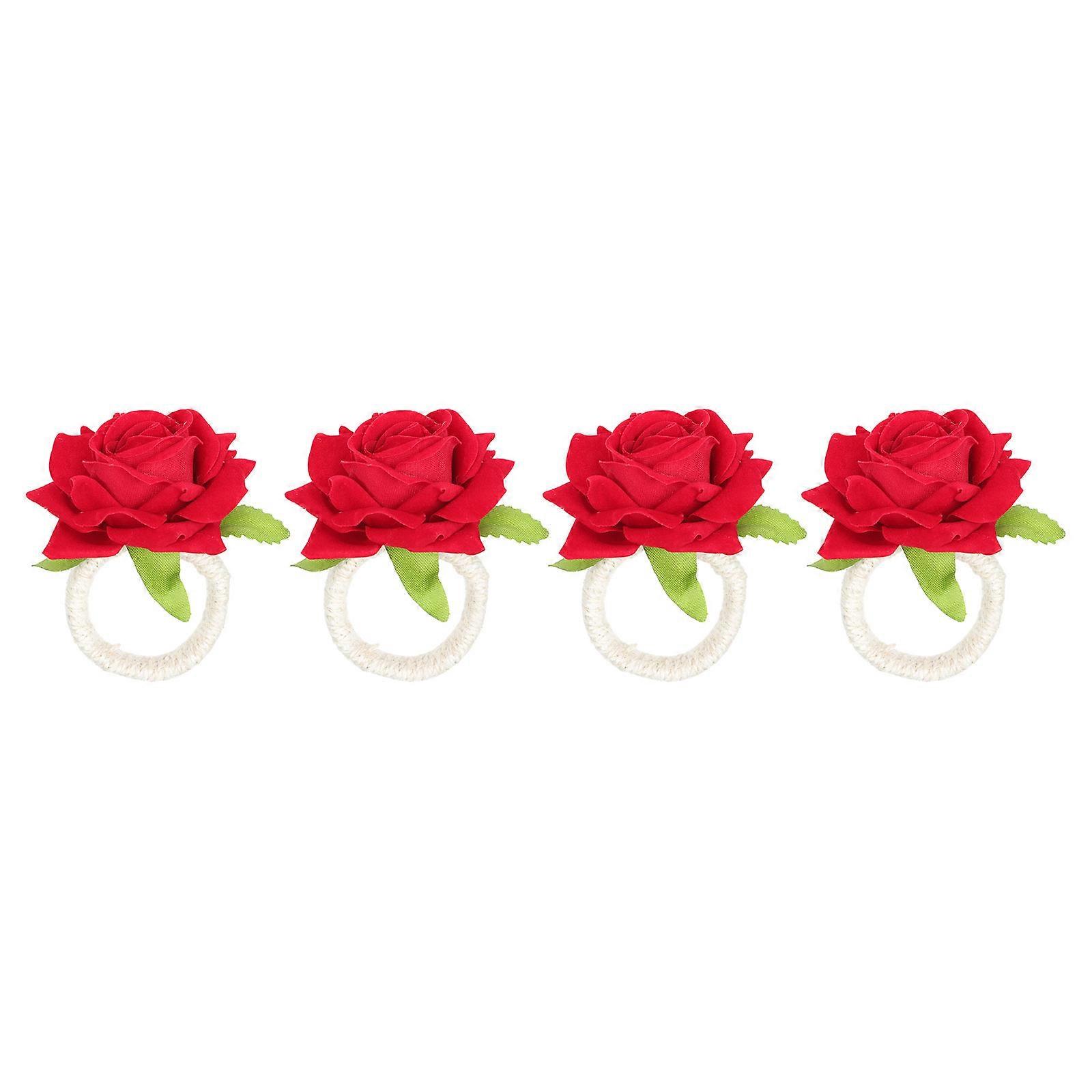 Rose Napkin Rings 8Pcs for Party Decorative Napkin Buckles