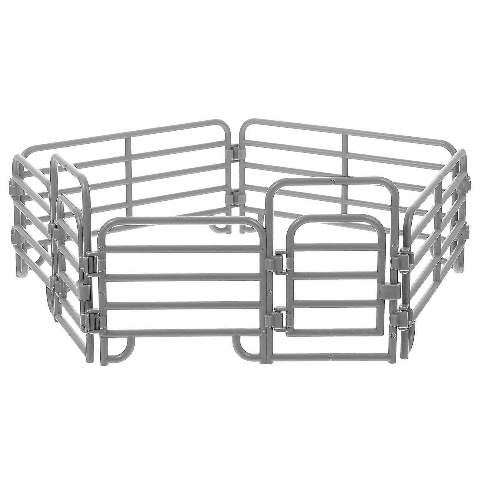 Grey PVC Fence Model Toy for Decoration Use 14Pcs Mini Fence Toys Set