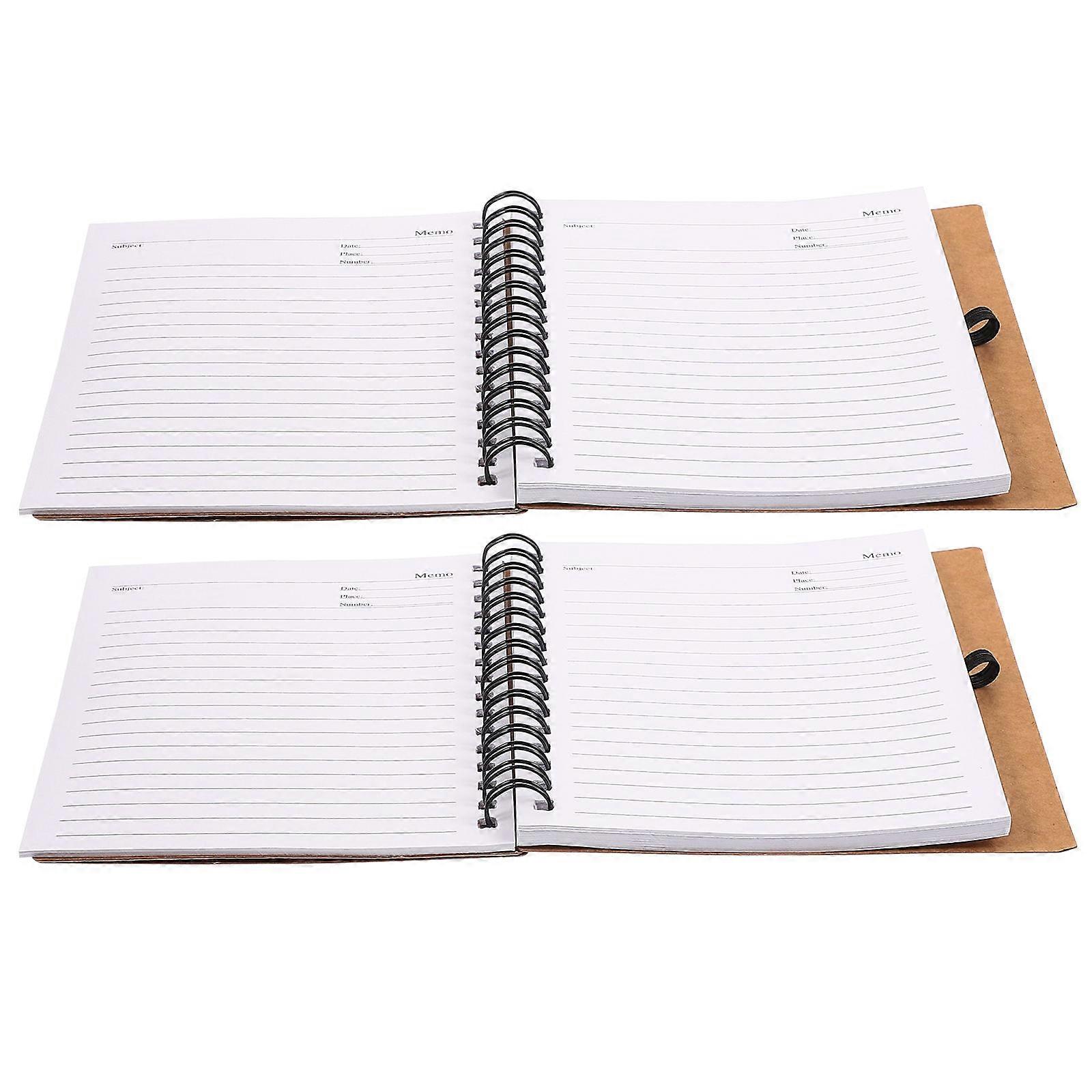Planning Notepad Portable Coil Notebook for Study Travel Light Brown Paper Writing Diary 2Pcs