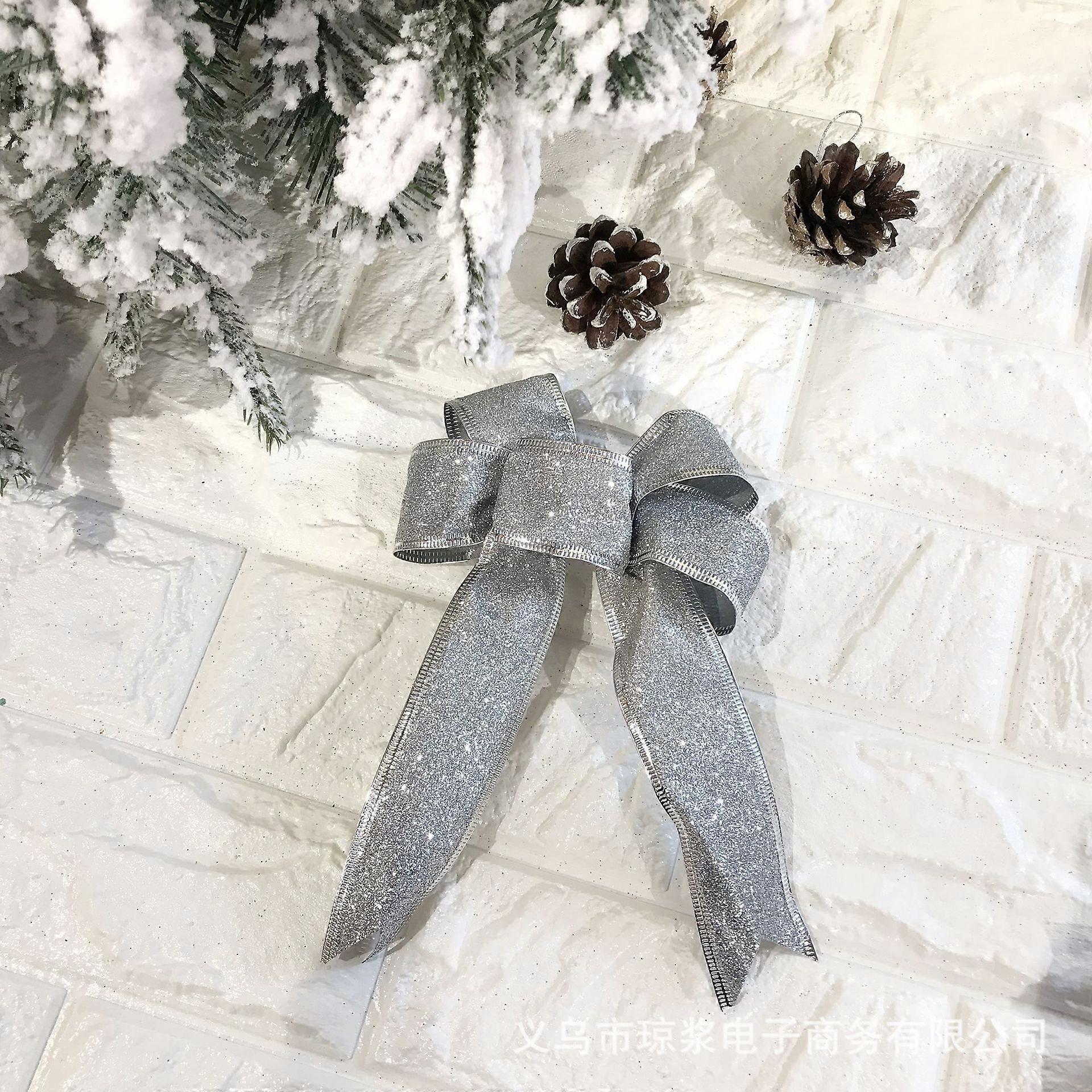Christmas Glitter Bow Ornaments Sparkly Tree Decorations For Home