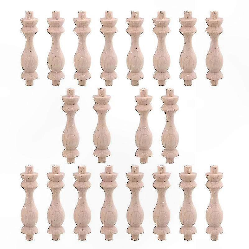 Natural Wood Craft Spindles, 20-Pack, 7.6x1.8cm, Unpainted Beech Balusters for DIY Projects & Decorative Use