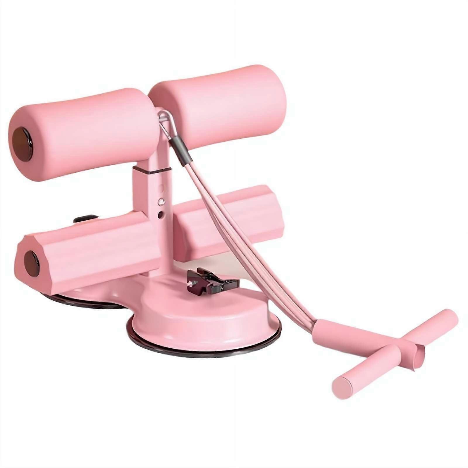Abs Sit Up Exercise Equipment Upgraded Portable Sit Up Bar With Double Suction Cups And 2/4 Pull Rope Bands Pink Home Yoga