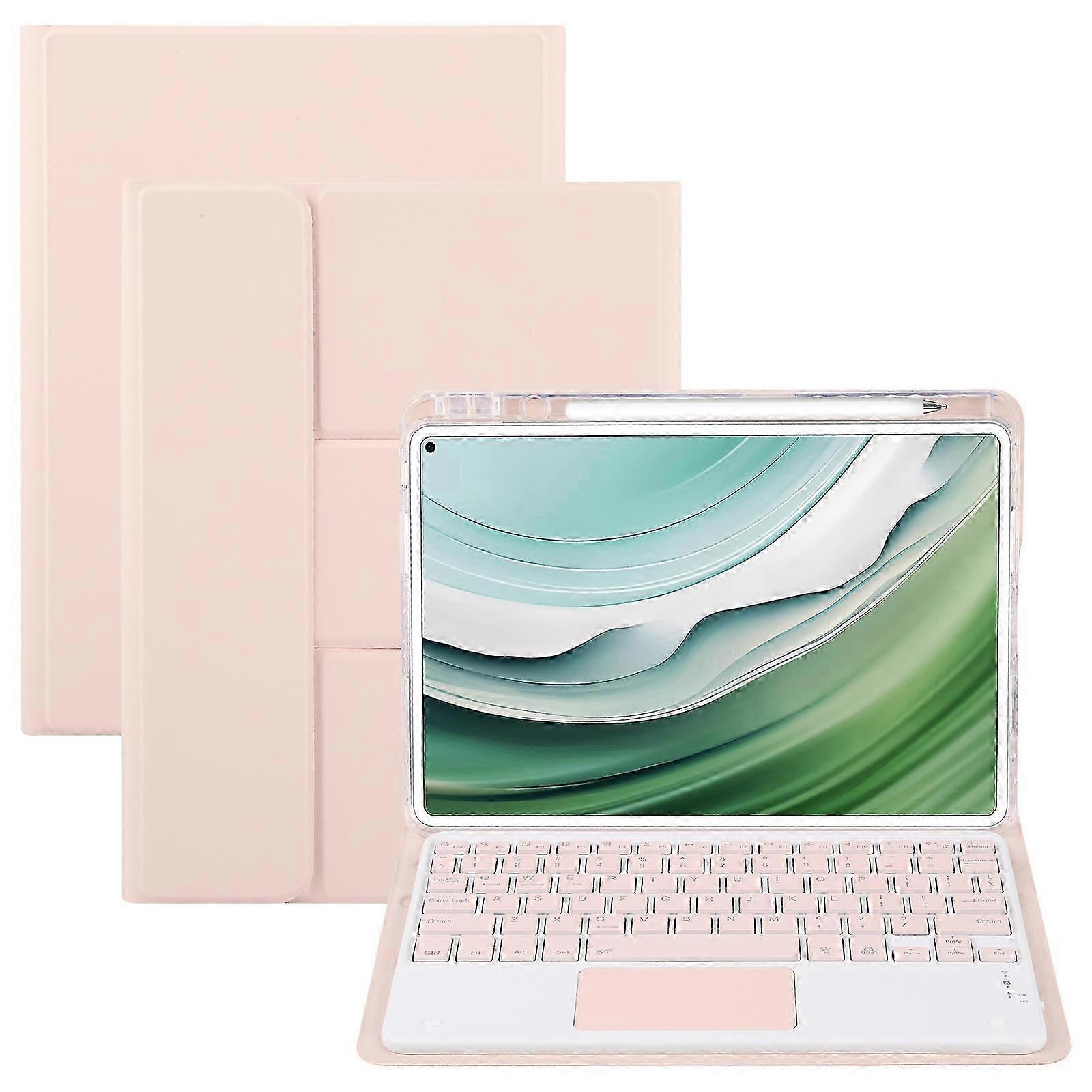 Square Button Bluetooth Keyboard Rotatable Holder Leather Case with Touchpad 2025