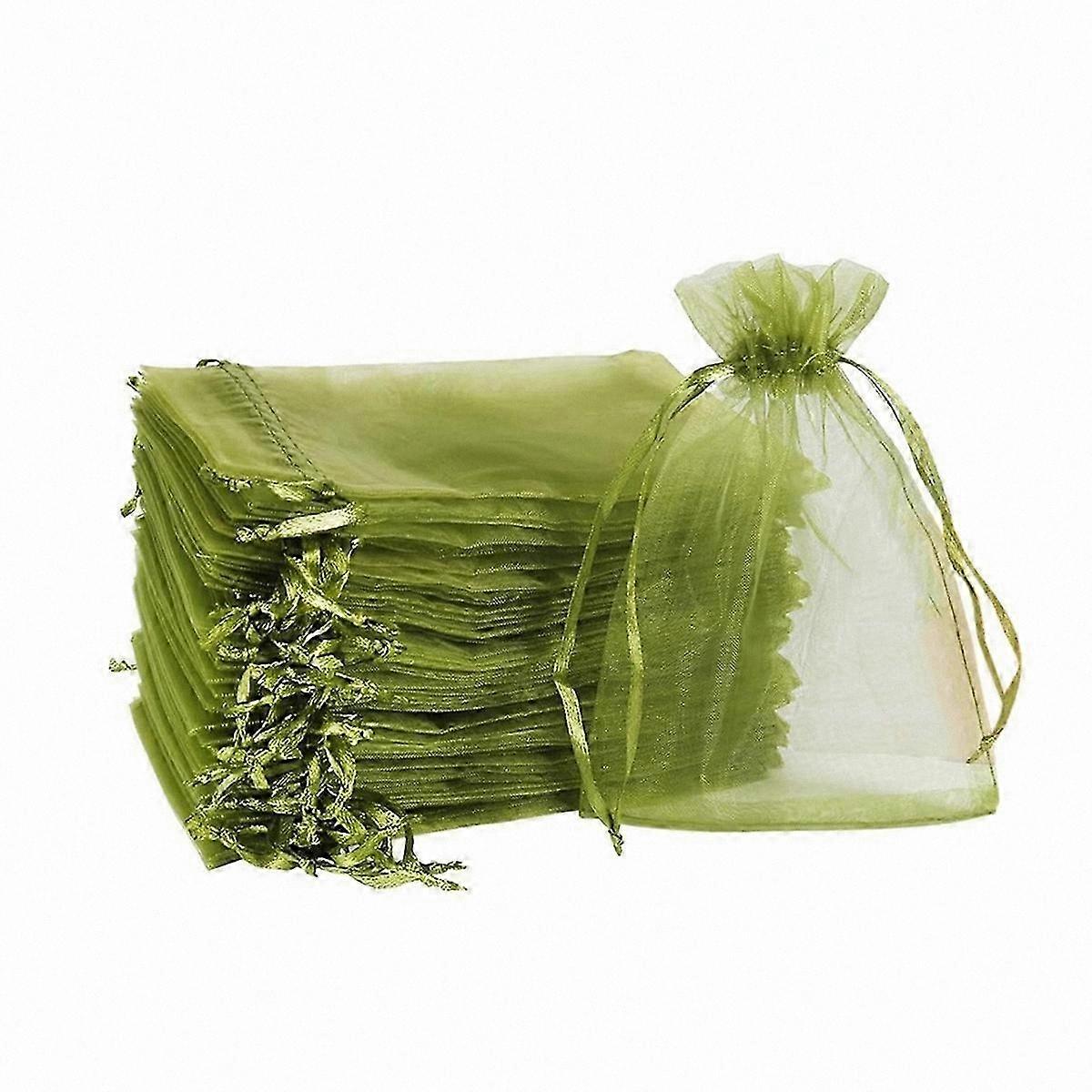Reusable Green Mesh Bags with Drawstrings for Storing Produce Securely