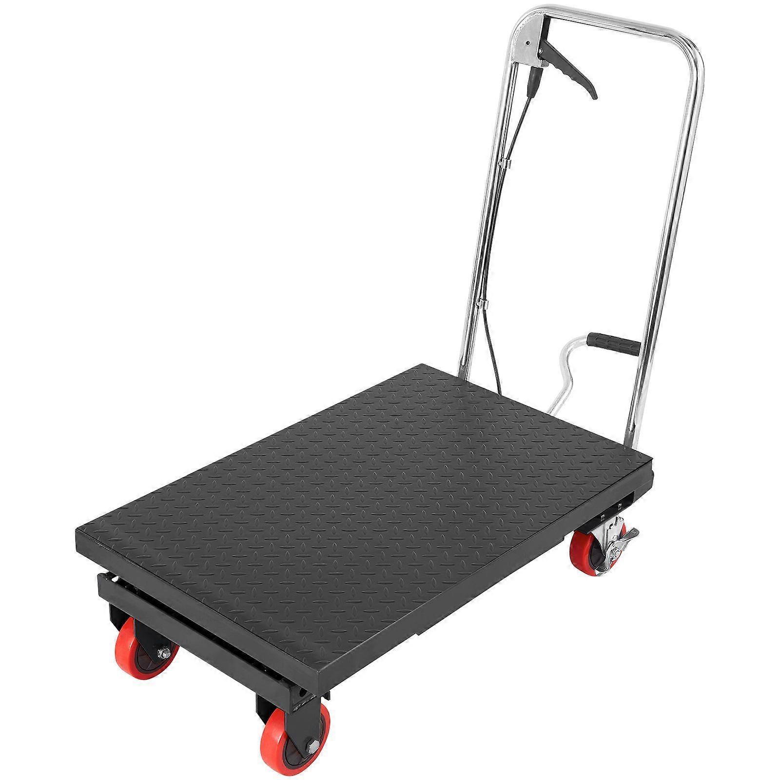 Hydraulic Lift Table Cart, 500lbs Capacity 28.5" Lifting Height,with 4 Wheels and Non-slip Pad, for Material Handling, Black