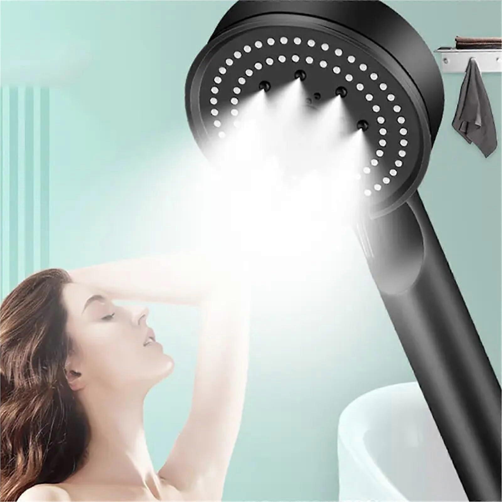 5 Mode Pressure Boost Shower Head Multifunction, Adjustable, Large Water Yield, Massage, Black G746