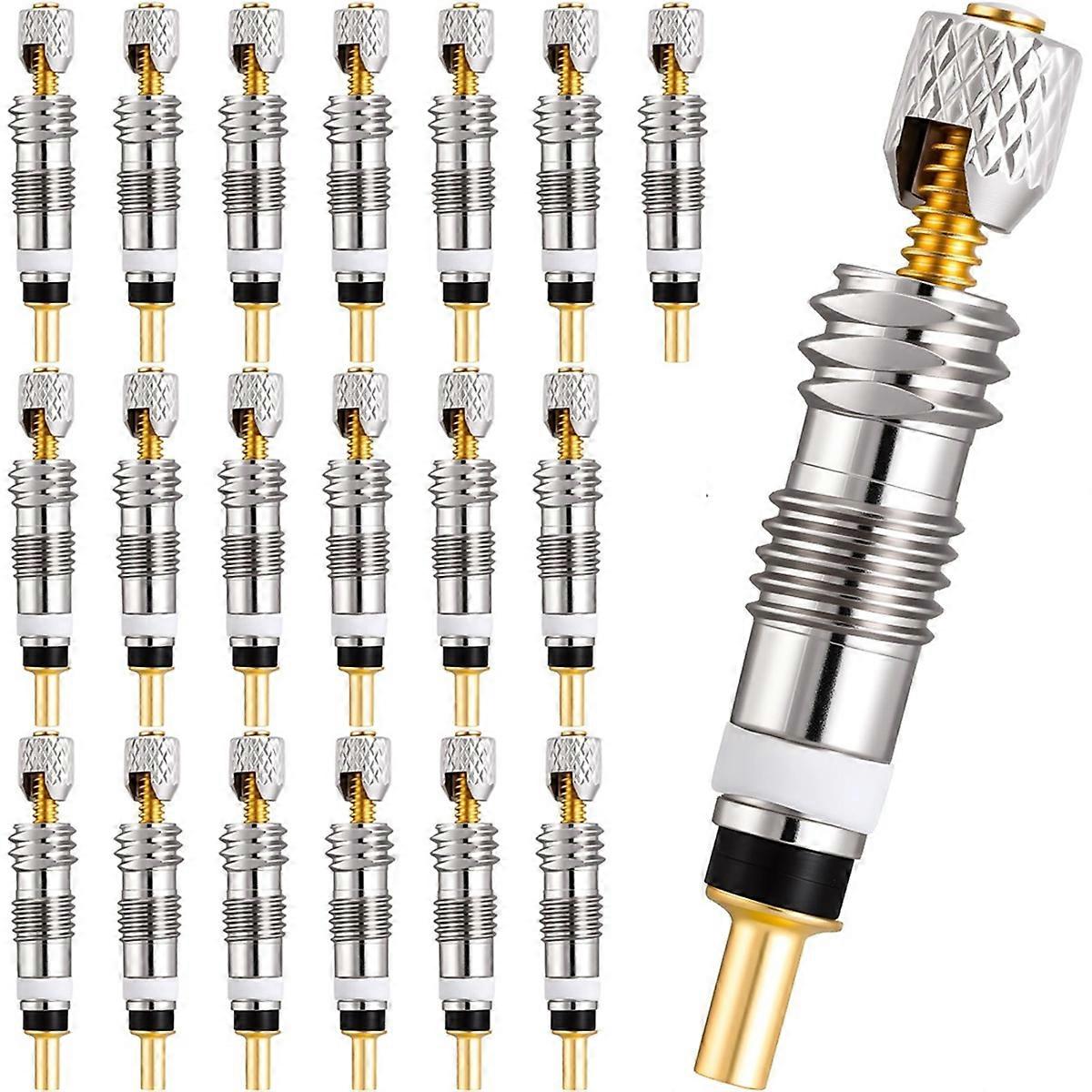 20Pcs Professional Brass Presta Valve Core & Stem - Leak-Proof Valve Cores Universal for Tubeless Ro