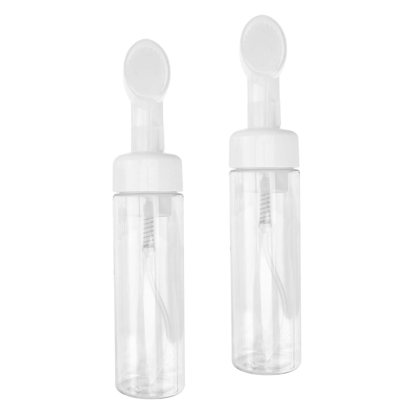 Transparent Foaming Bottles 2Pcs Portable Containers for Soap Shampoo Shower Gel Durable Plastic Brush Head Design Prevent Leakage