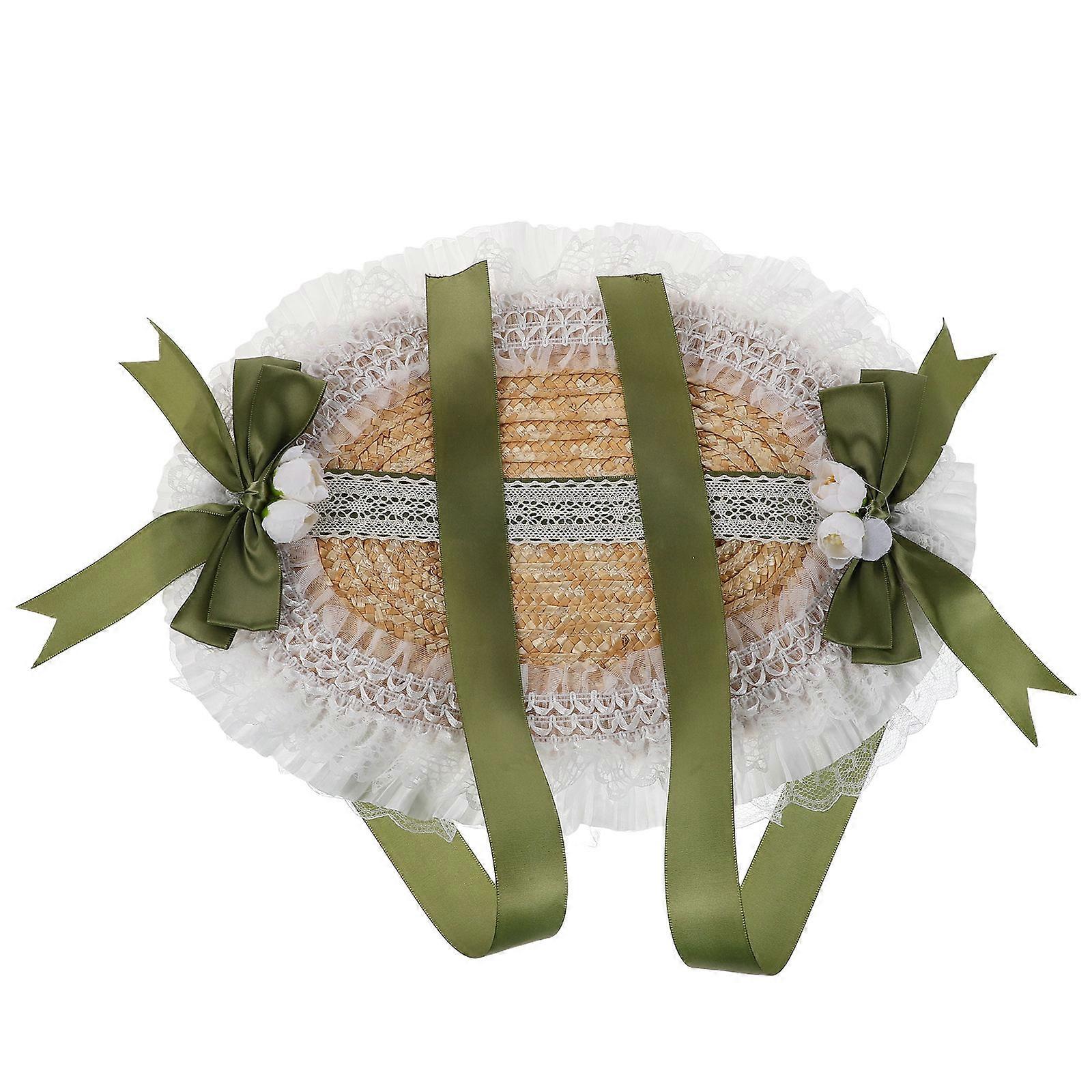 Lolita Straw Hat with Bowknot Ribbon for 3Pcs Women's Summer Sun Protection