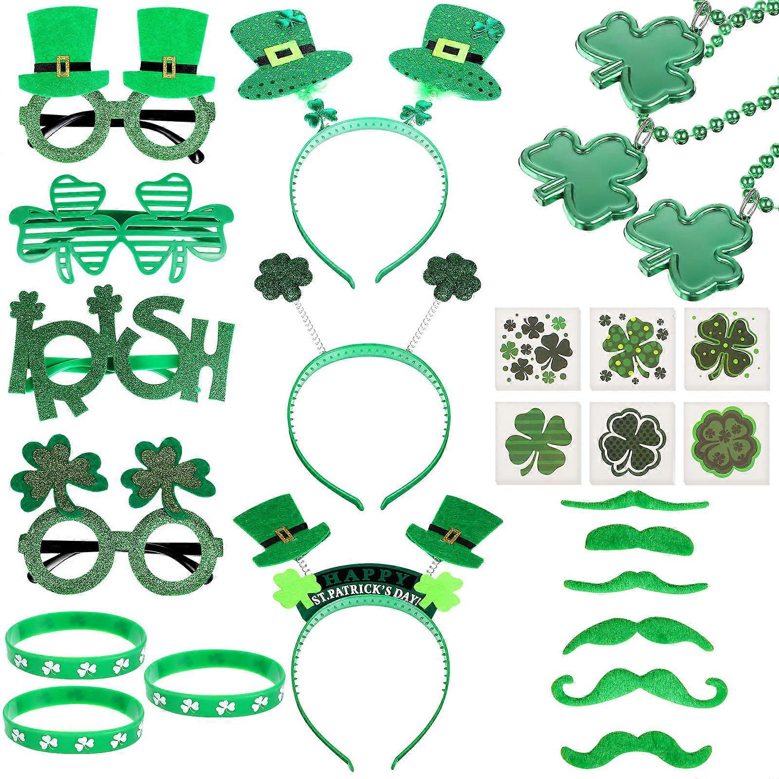 St. Patrick'S Day Themed Party Props 364 Pcs Set With Eyeglasses Necklaces Bracelets Headbands For Photoshoots And Stage Performances