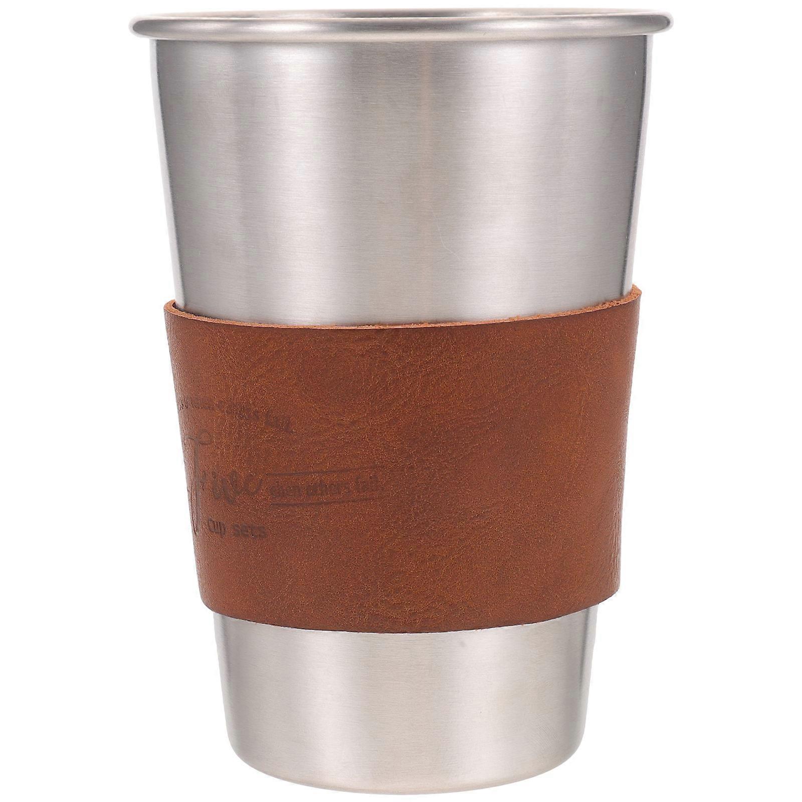 Unbreakable Metal Coffee Cup 4Pcs Cylindrical Body Practical Container For Home Use Elegant Design