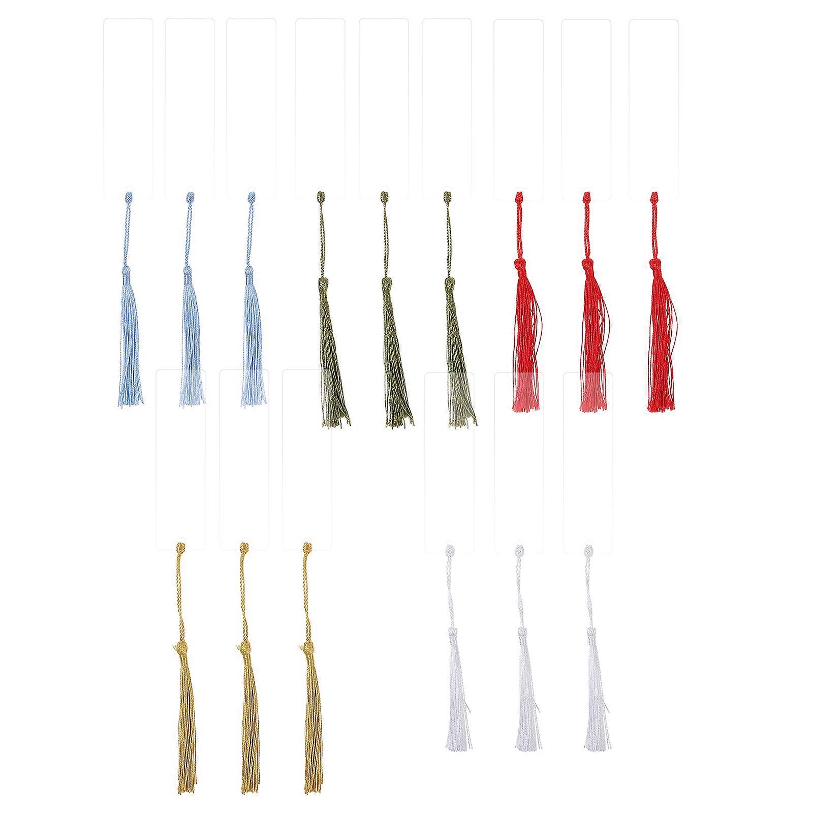30Pcs Acrylic Bookmarks With Tassels Page Marker Gift Giving For Book Lovers White Rectangular Shape