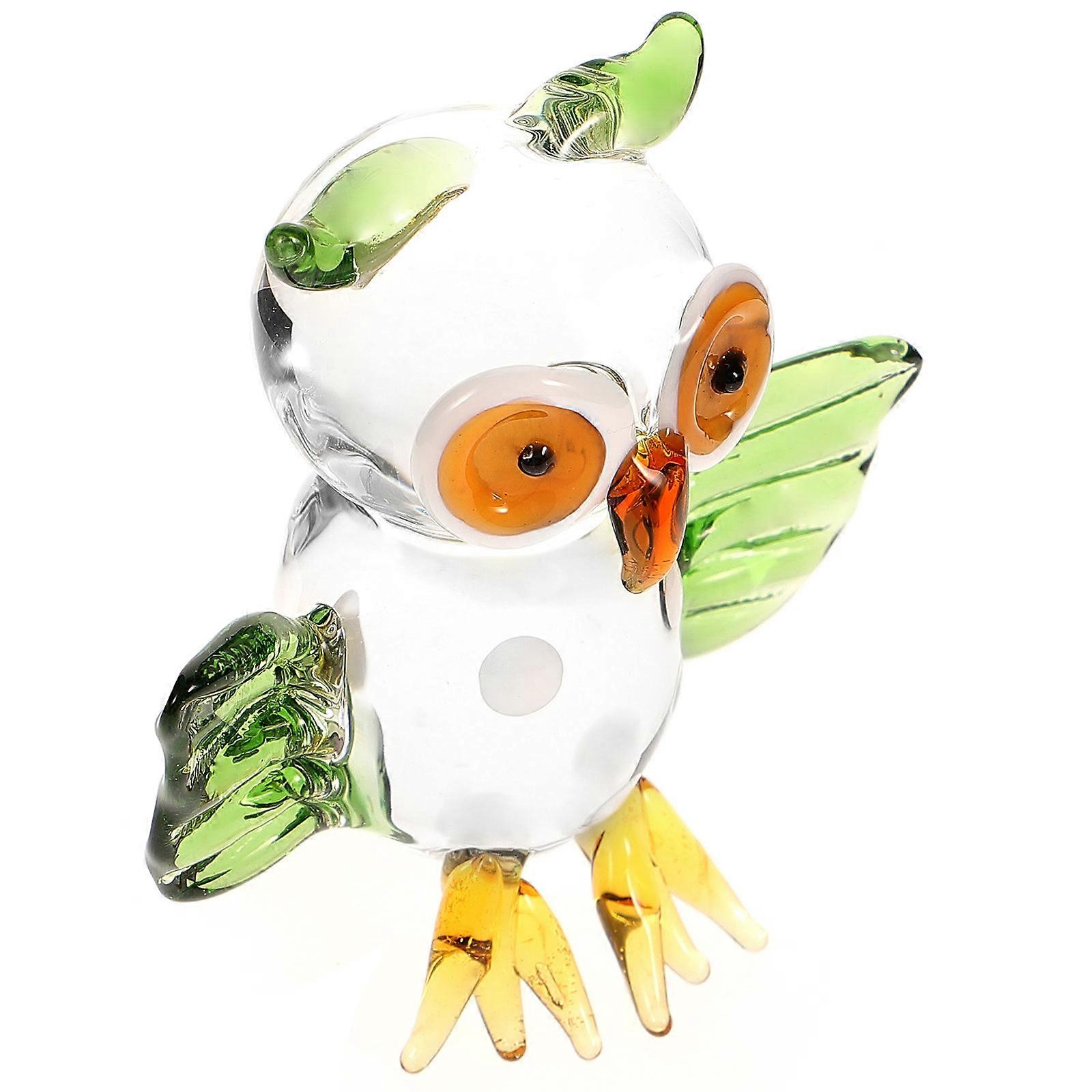 Glass Owl Statue Table Ornament 2Pcs Cartoon Design Suitable For Home Car Garden Decoration Multi Color