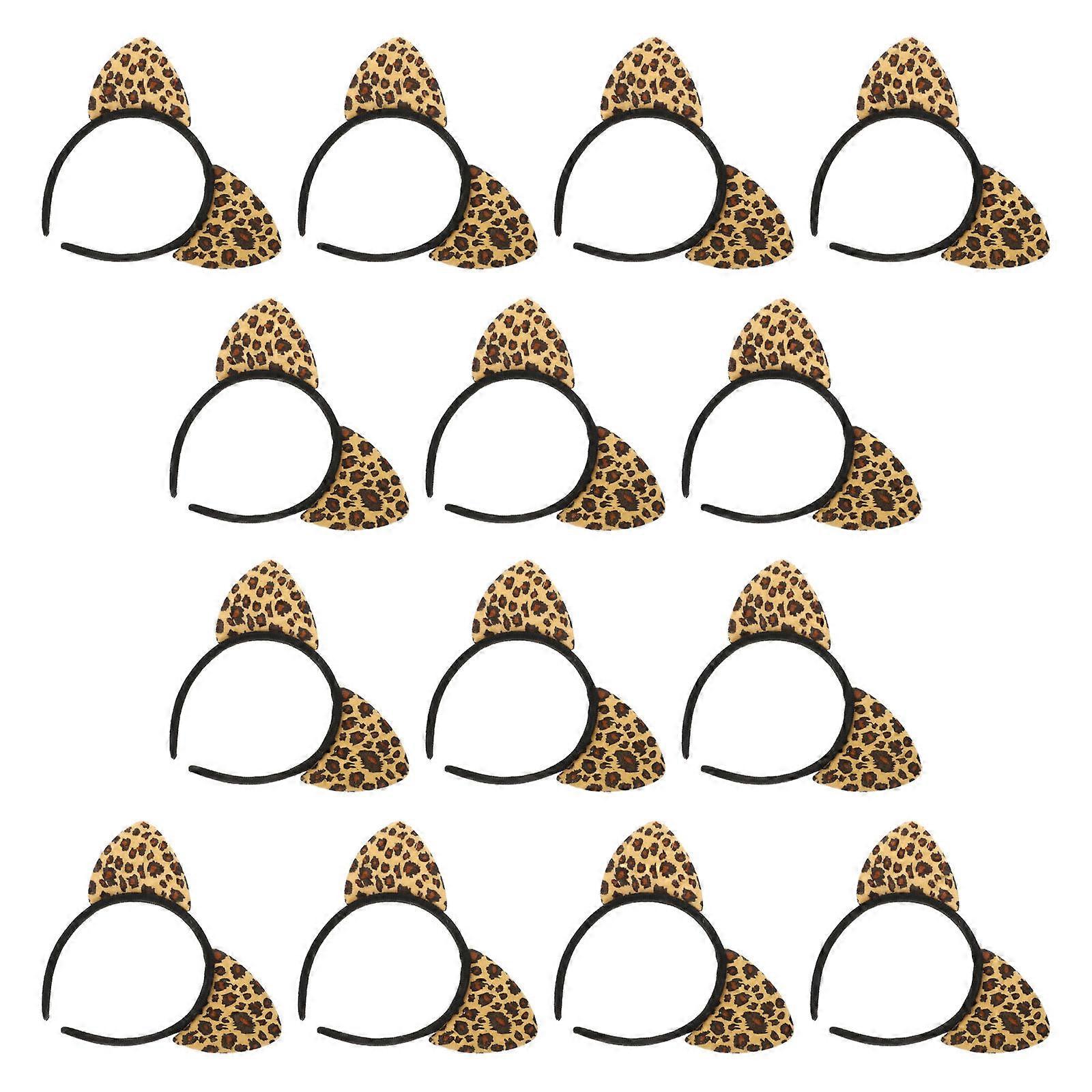 Cat Ear Headband Leopard Pattern for Decoration 14Pcs Cosplay Costume Headdress