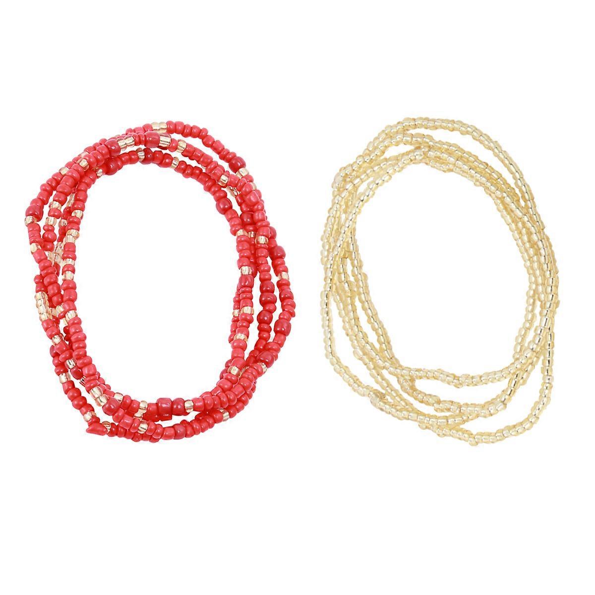 Belly Beads Bikini Chain for Decoration 6Pcs Red Double-String Waist Chain