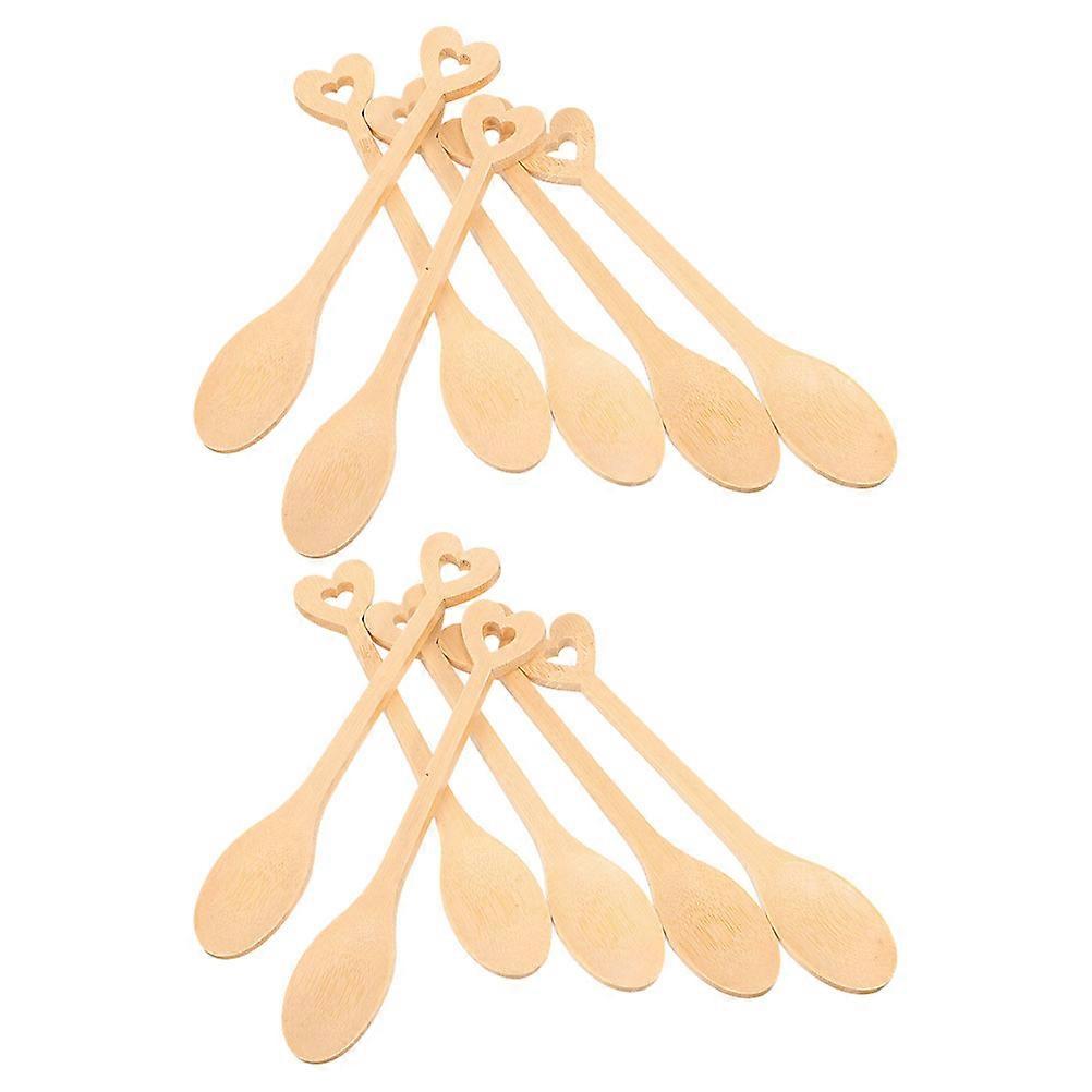 Light Brown Bamboo Set for Honey Serving with 24Pcs Tiny Spoons