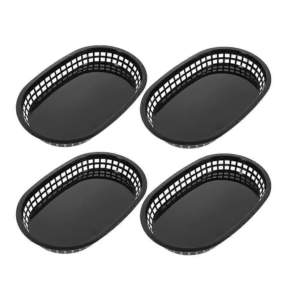 Rectangular Fast Food Baskets Serving Tray For Backyard Barbecue Casual Dining 27.00X17.00X3.50CM Black 8 Pcs