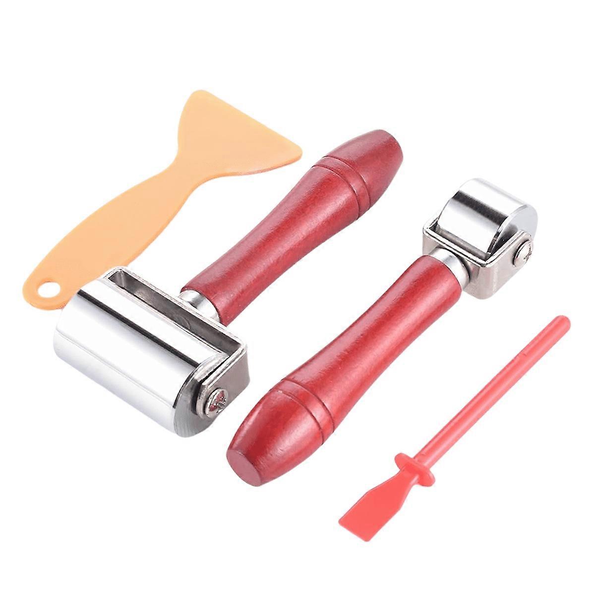Leather Press Edge Roller Leather Glue Laminating Roller with Scraper
