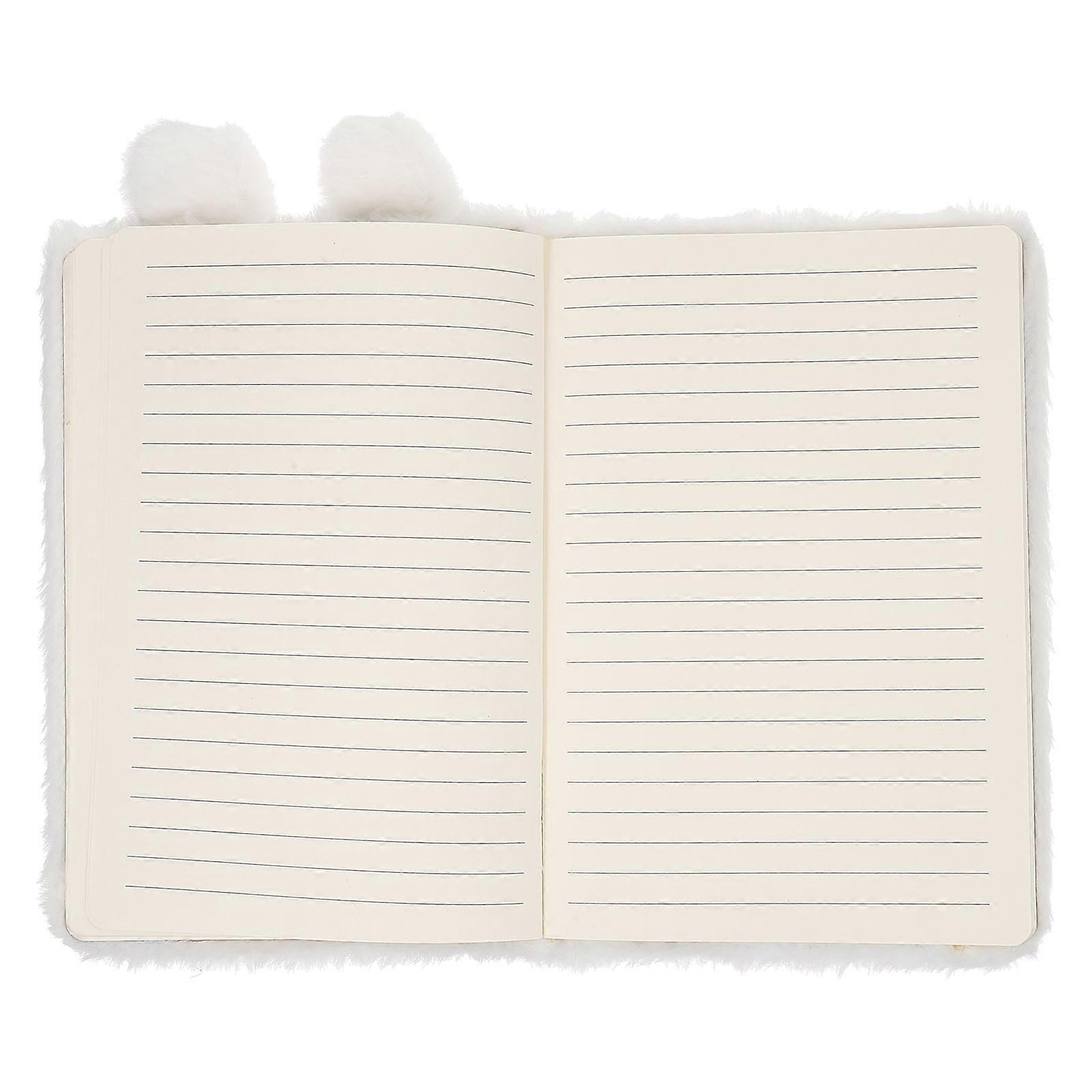 Cartoon Plush Diary Book Notebook for Writing 4Pcs White Fluffy Accessory