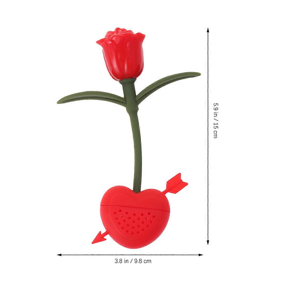 Rose Flower Shape Silicone Tea Filter For Loose Leaf Tea Home Use Red Color 1Pack