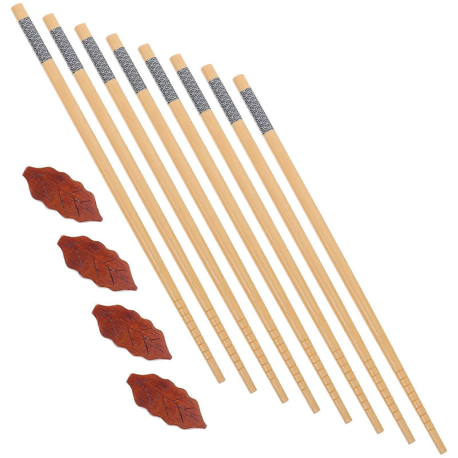 Wooden Chopsticks with Chopstick Holder for Kitchen Use 2Sets Pack