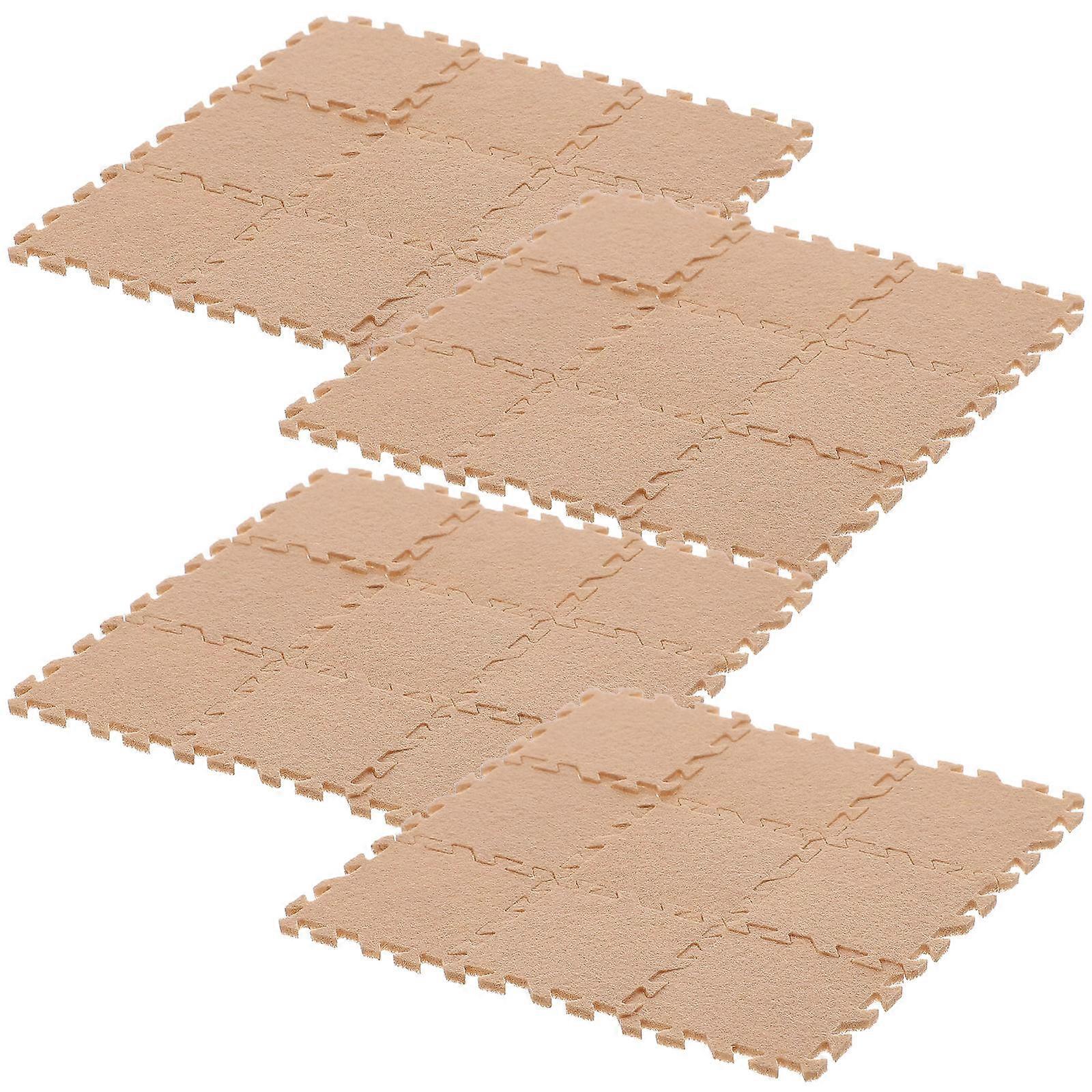 Miniature Decor 36Pcs Ground Mats For Doll House Enhancement In Khaki Color With Decorative Function