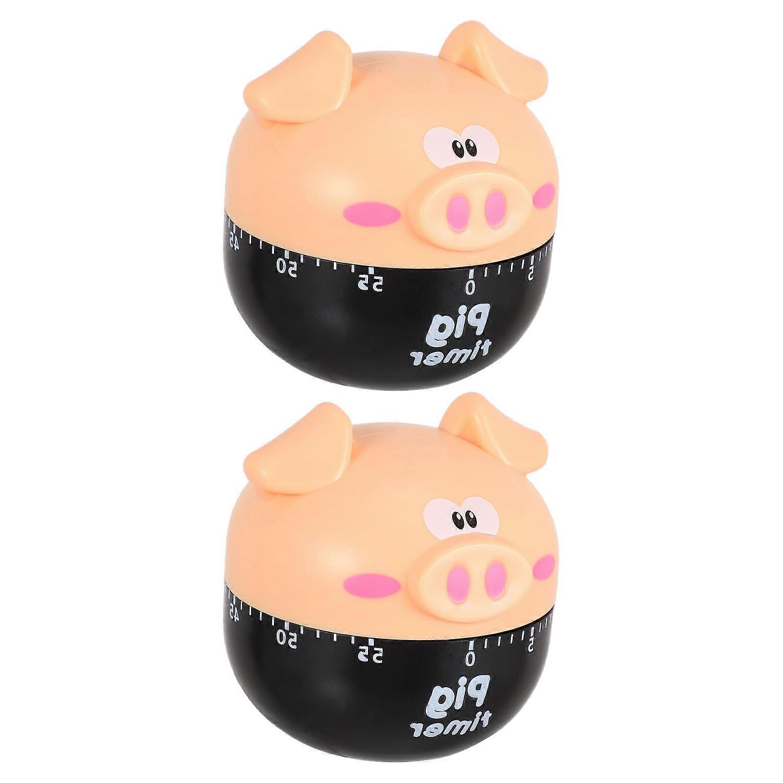 Mechanical Kitchen Timer Cute Animal Design ABS Material Cooking Tool 2Set