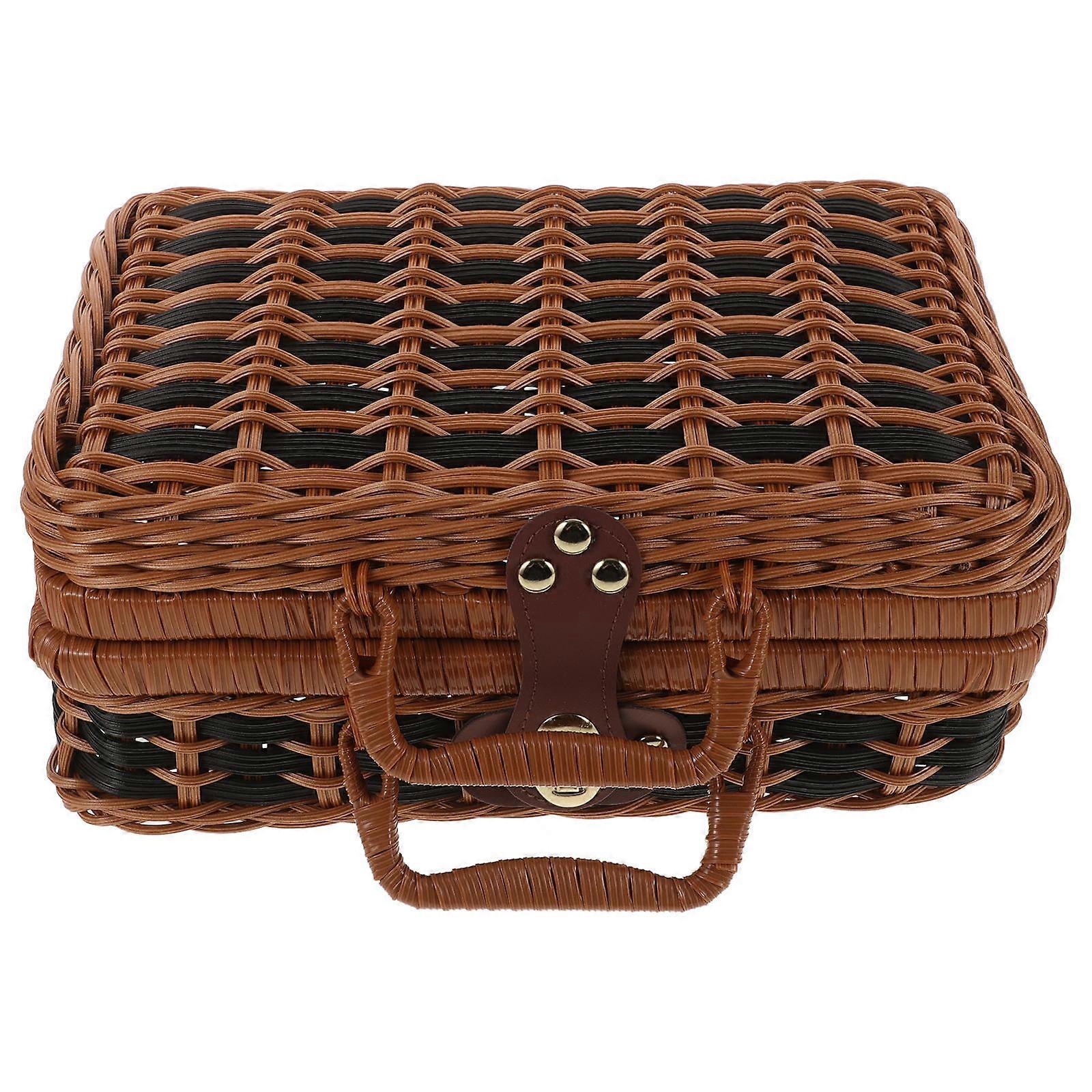 Retro Handwoven Box Storage Container For Women And Adults In Assorted Color With Rectangular Shape For Christmas Occasion 1Pcs